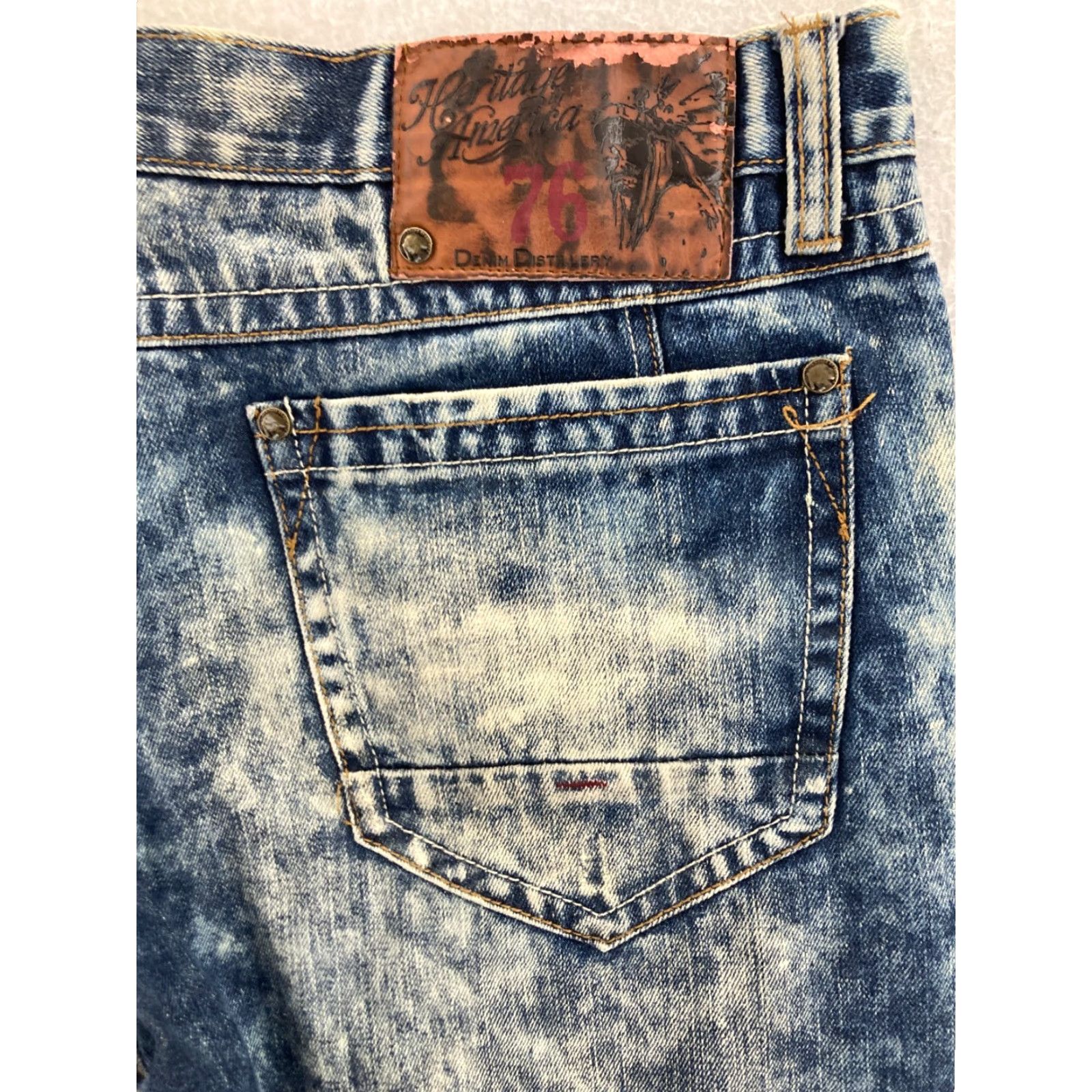 Vintage VINTAGE The Heritage By America Denim Jeans Mens 34x33 Regular Distressed Light Wash 5-Pocket USA Logo Grunge 90s Size US 34 / EU 50 - 6 Thumbnail