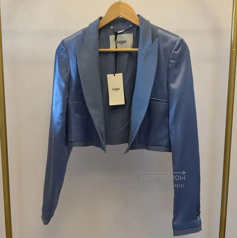 Fendi Fendi Blue Cotton Blend Cropped Jacket . Size XS / US 0-2 / IT 36-38 - 1 Thumbnail