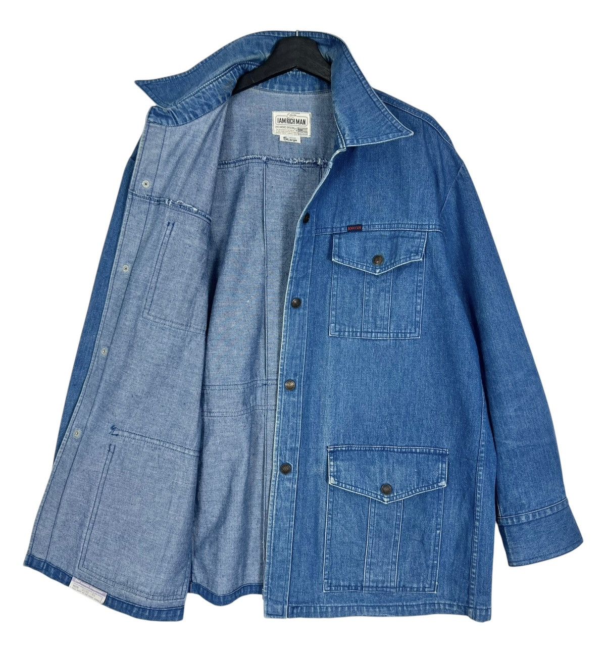 Edwin RARE 90s Vintage Edwin “i am rich man” Chore Denim Jacket Size US L / EU 52-54 / 3 - 3 Thumbnail