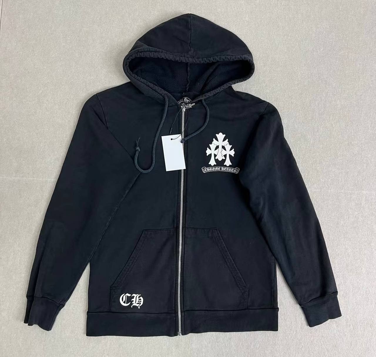 Chrome Hearts Chrome Hearts Zip-Up Hoodie with Black Cross Print Size US M / EU 48-50 / 2 - 1 Thumbnail