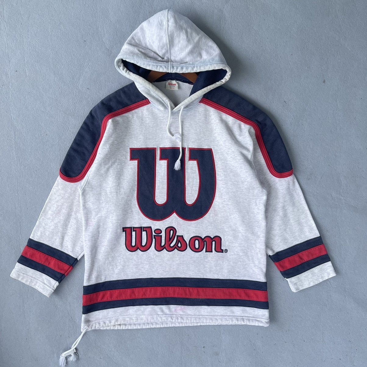 Vintage 90s Wilson Pro Staff Hoodie – Grey/Red/Navy