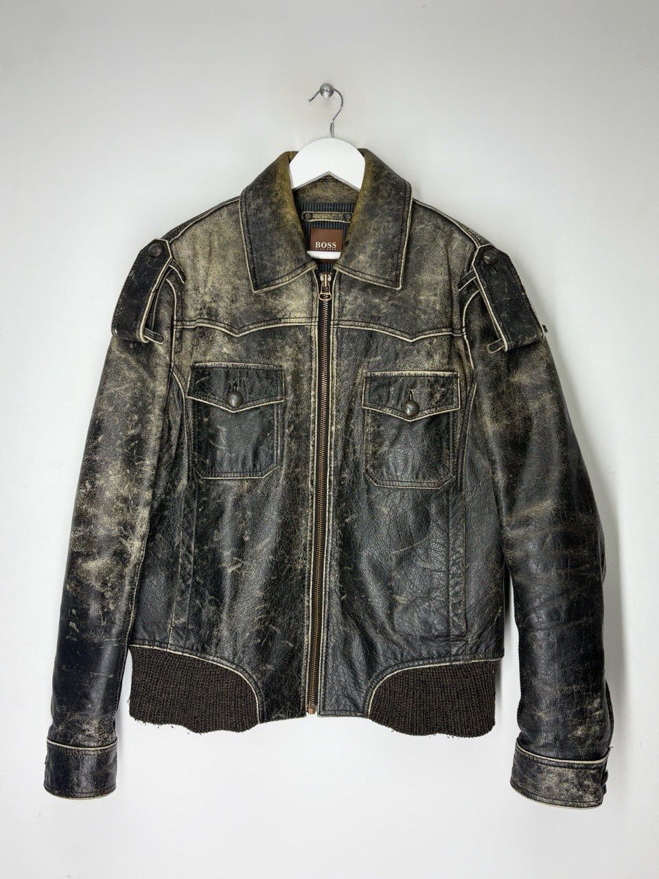 Hugo Boss Vintage 90s Hugo Boss Avant Garde Heavy Leather Jacket Size US M / EU 48-50 / 2 - 1 Thumbnail