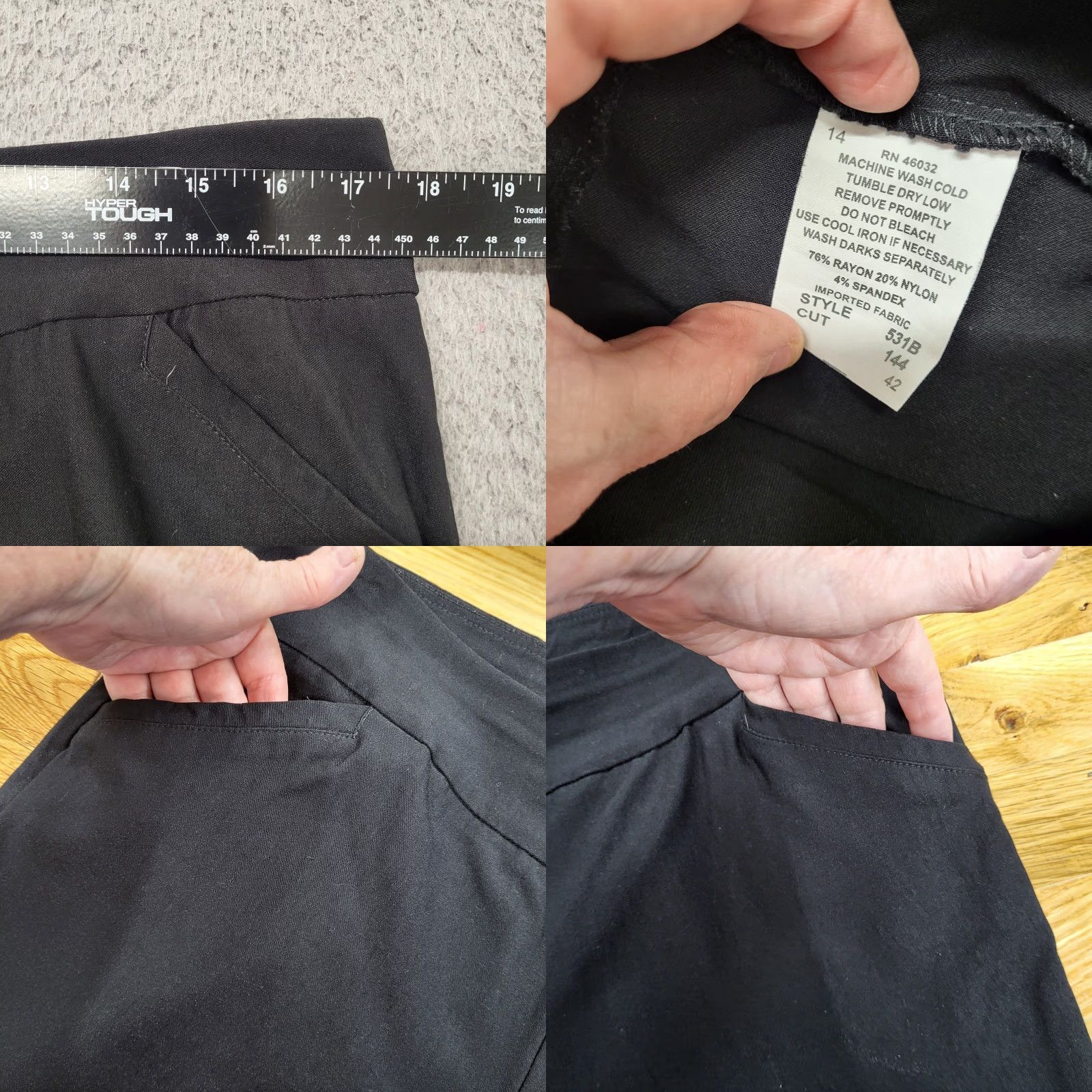 Vintage N Touch Pants Womens 14 Flat Front Straight Leg Pocket Dress Slacks Black Career Mens? Women? Size 36" / US 14 / IT 50 - 8 Thumbnail
