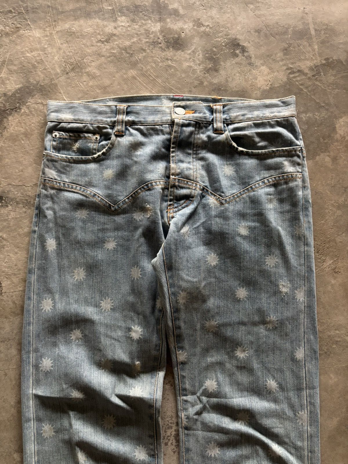 Sunao Kuwahara ISSEY MIYAKE SUNAO KUWAHARA OVERPRINT BUCKLE BACK WESTERN Size 31" - 2 Thumbnail