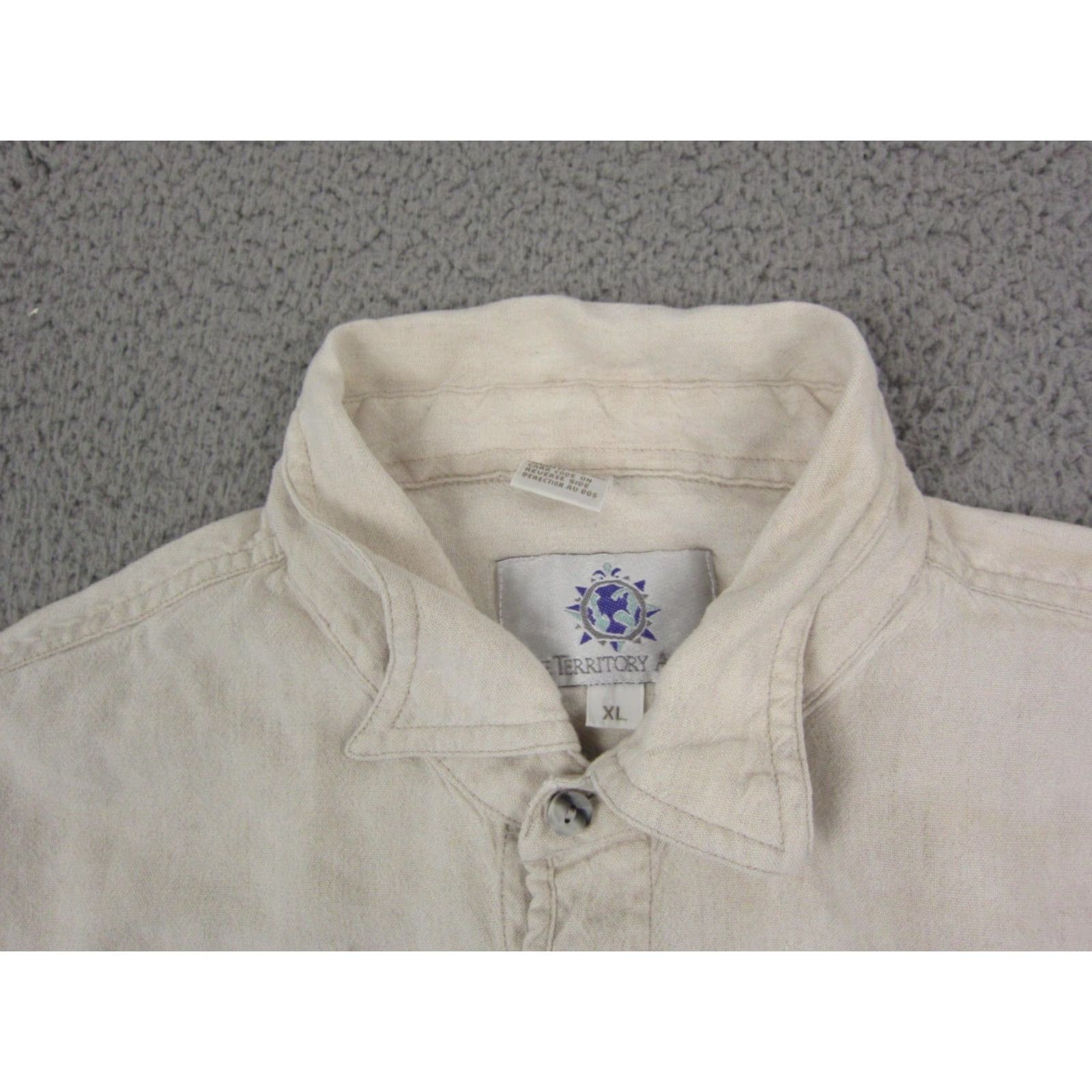 The Territory Ahead VINTAGE Territory Ahead Shirt Mens XL Beige Linen Cotton Button-Up Long Sleeve Collared 90s Western Casual All Seasons Size US XL / EU 56 / 4 - 3 Thumbnail