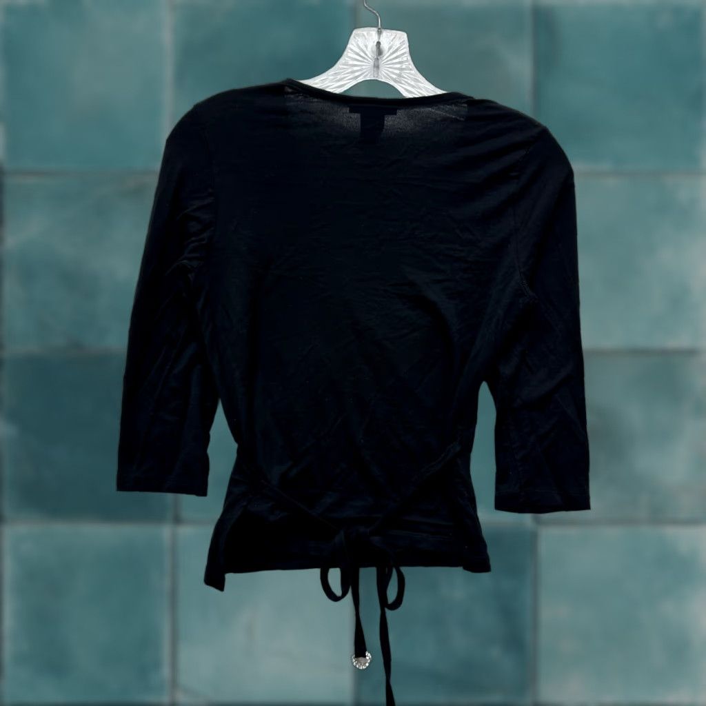 Vintage VINTAGE The Limited Wrap Top Shirt Womens S Black Rhinestone Whimsigoth Y2K 【Office Fairy】 Size S / US 4 / IT 40 - 1 Thumbnail
