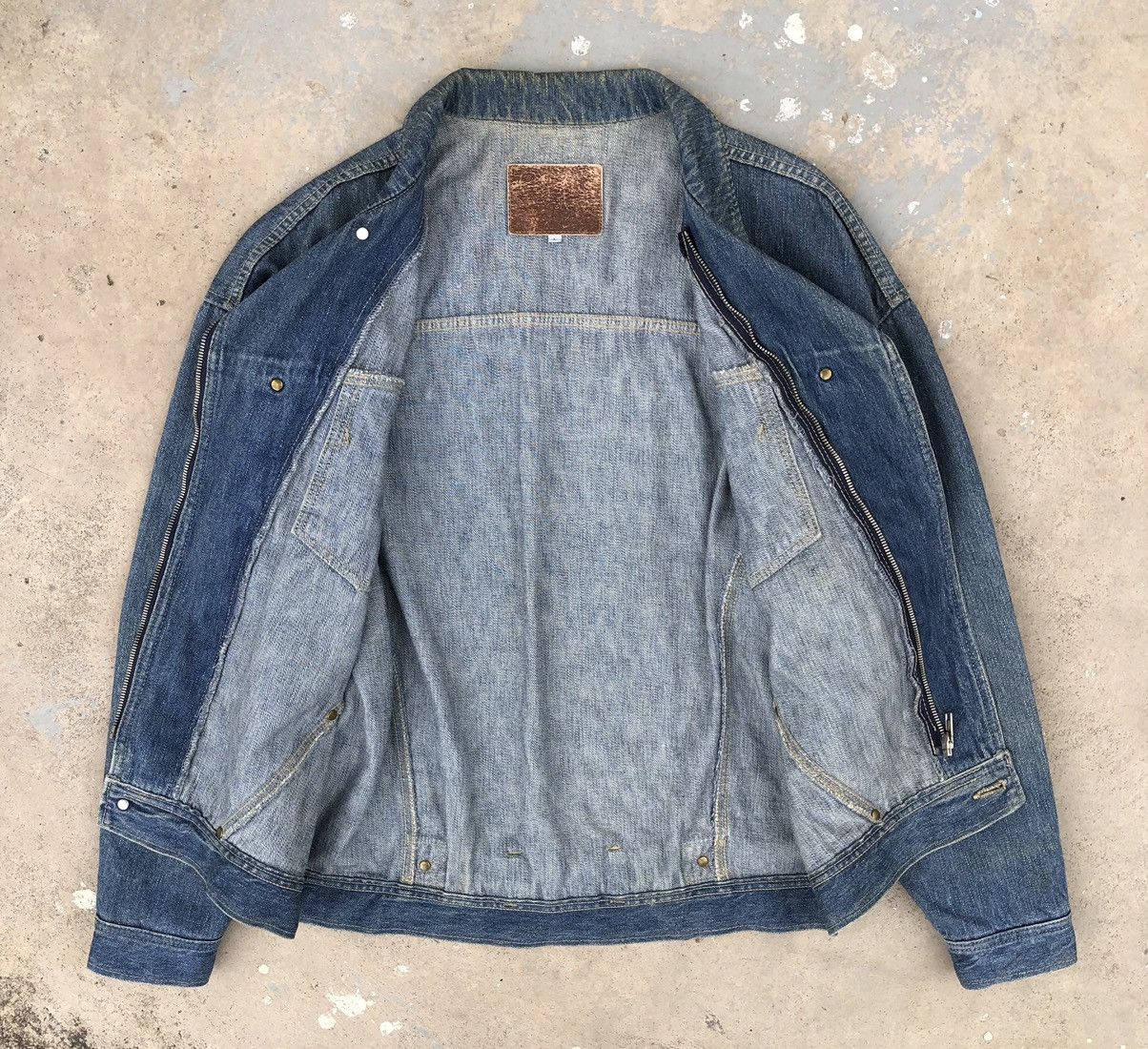 Vintage Vintage 1980s Denim Bomber Buckle Jacket Pockets Size US L / EU 52-54 / 3 - 15 Thumbnail