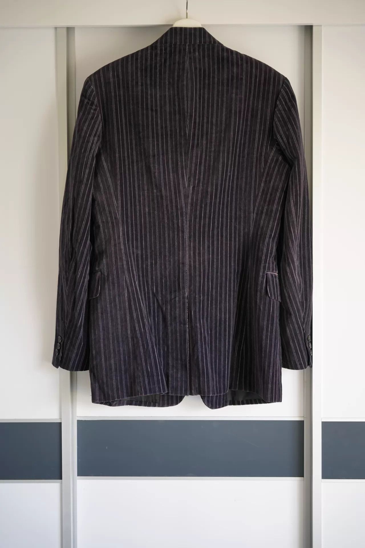 Yohji Yamamoto Yohji Yamamoto 05AW Purple Striped Velvet Blazer Size US XL / EU 56 / 4 - 2 Thumbnail