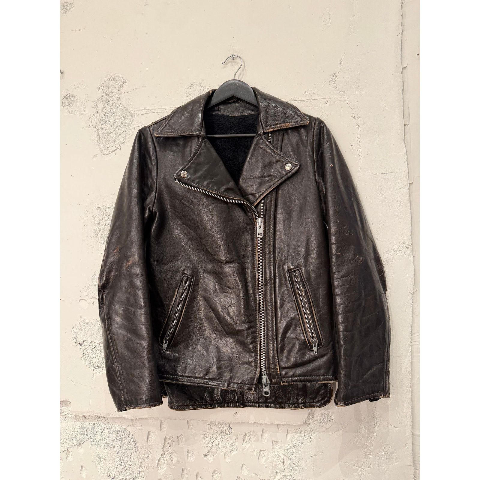 Vintage Vintage 1960's Lined Black Leather Moto Jacket Size US M / EU 48-50 / 2 - 1 Thumbnail