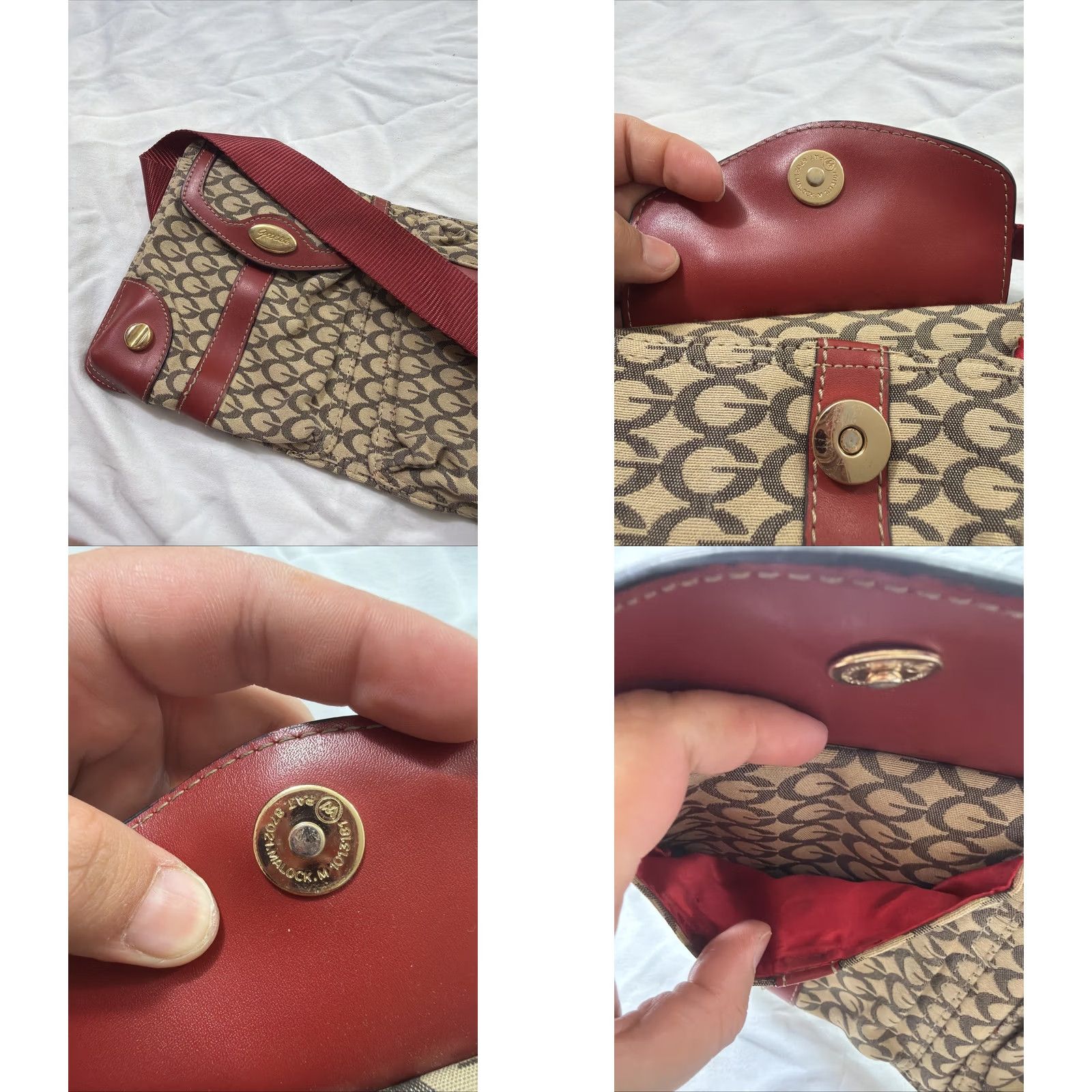 Guess VINTAGE GUESS Waist Bag Purse Beige Red Metal Clasp Zipper Pockets Belt Bag & Fanny Pack Women 12x6.5 Metallic Polyester Size ONE SIZE - 9 Thumbnail