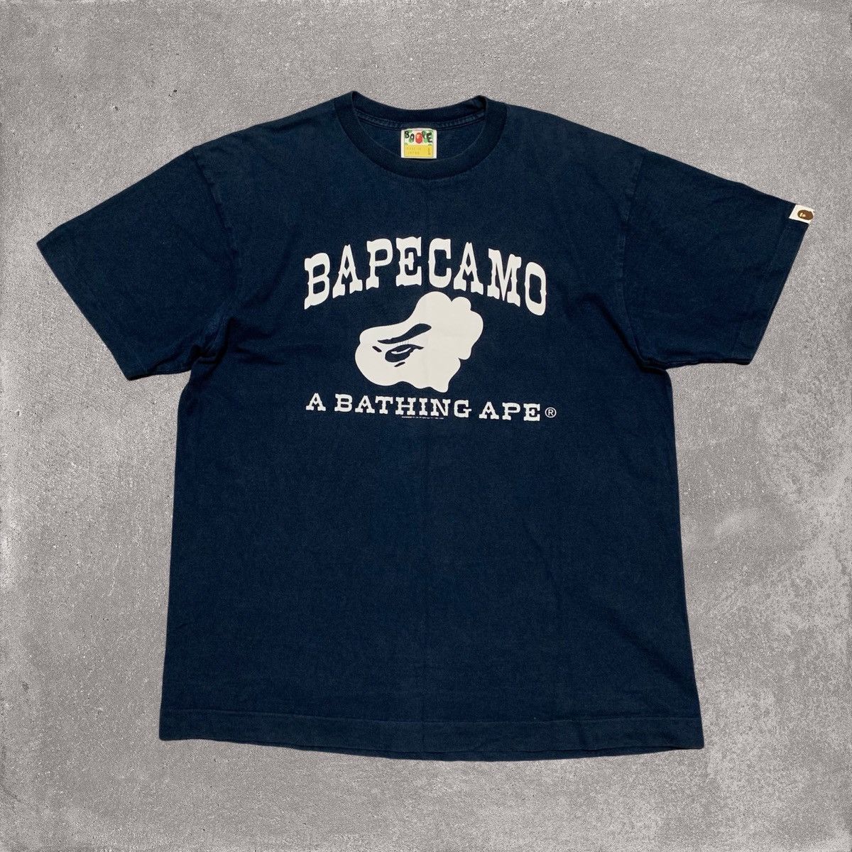 Bape Bape Large Bape Camo By Bathing Ape Navy Blue Tee 2008 Size US L / EU 52-54 / 3 - 1 Thumbnail