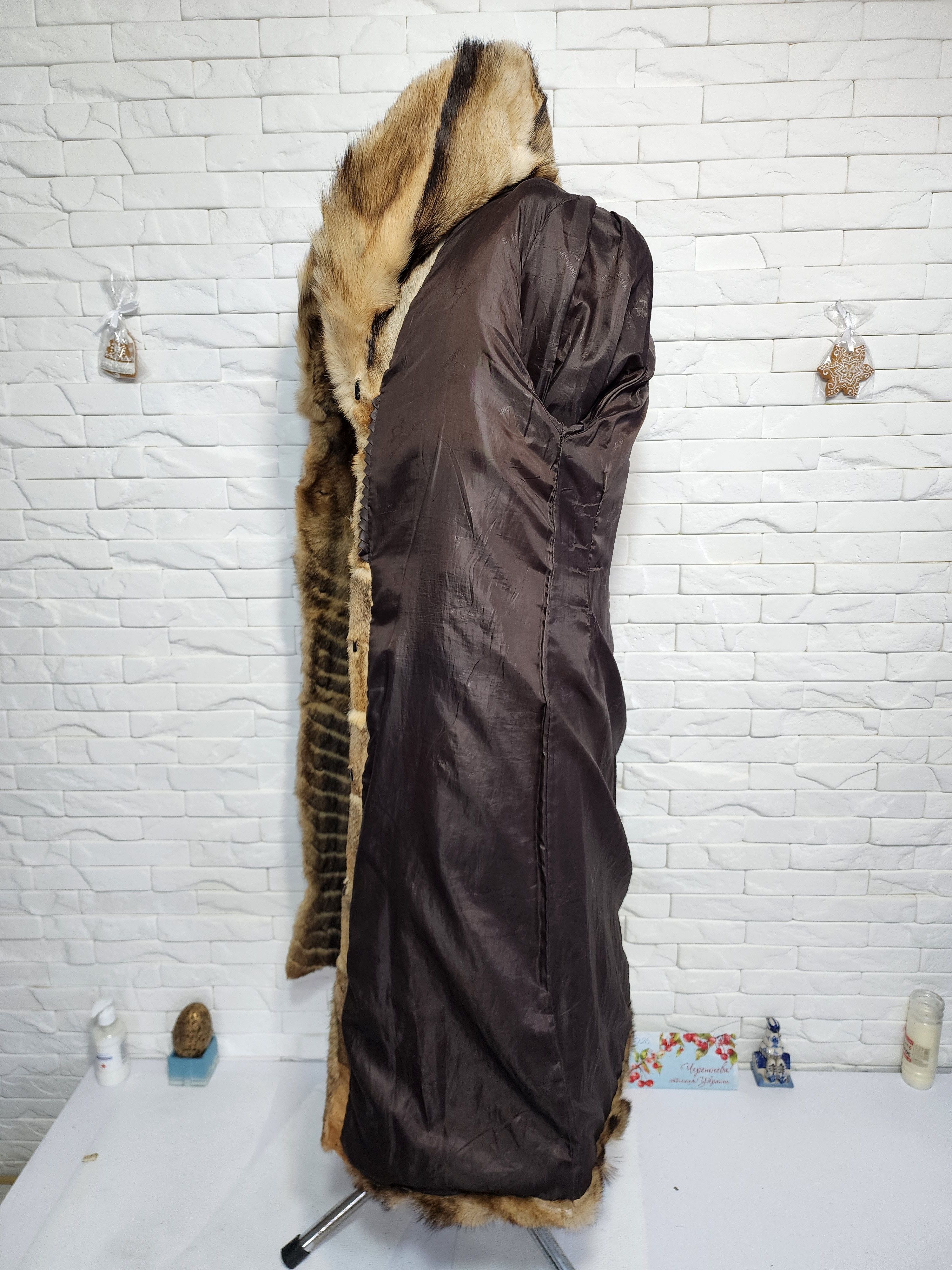 Furla Long Brown Fur Coat: Genuine Undyed Fur, Metal Hook Closure Size XL / US 12-14 / IT 48-50 - 10 Thumbnail