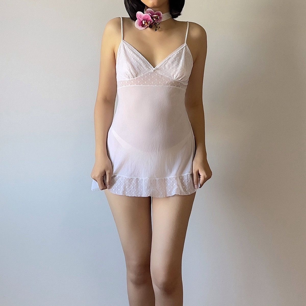 Victoria's Secret Victoria’s Secret 2000s White Mesh Mini Slip Dress (S–M) Size M / US 6-8 / IT 42-44 - 2 Thumbnail
