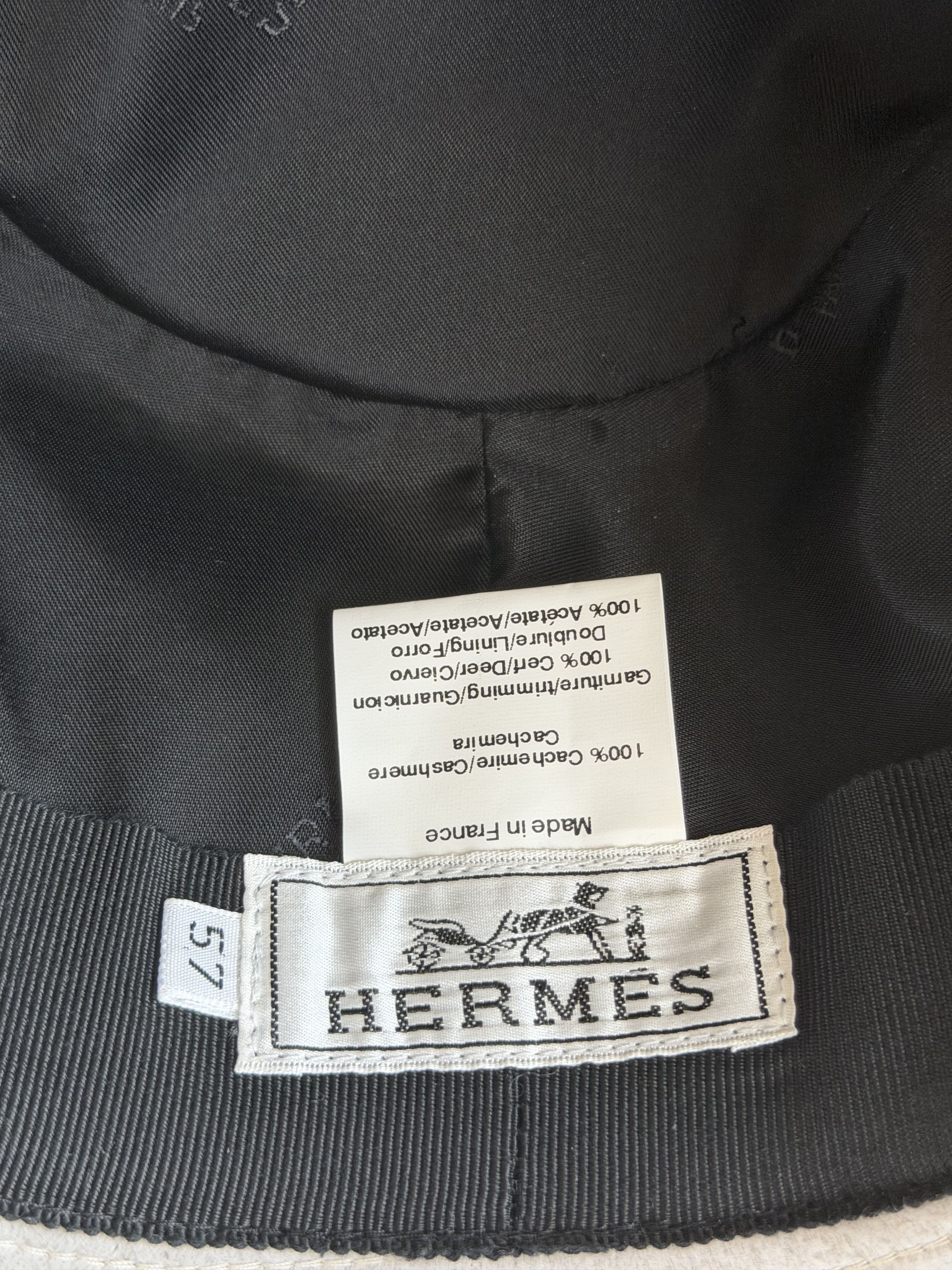 Hermes Hermes White & Black Cashmere Fedora Size ONE SIZE - 5 Thumbnail