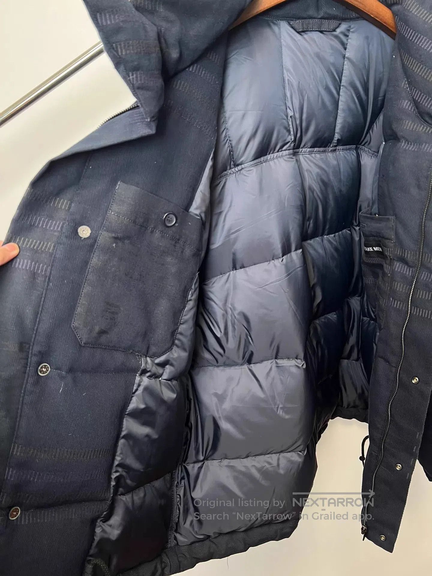 Issey Miyake Black High Collar Striped Padded Jacket. Size US XL / EU 56 / 4 - 9 Thumbnail
