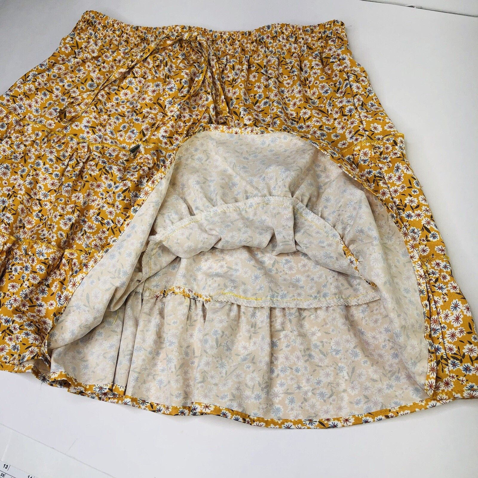 Other Womens Teen Tired Yellow Floral Print Skirt Sz S Elastic Size 27" / US 4 / IT 40 - 6 Thumbnail