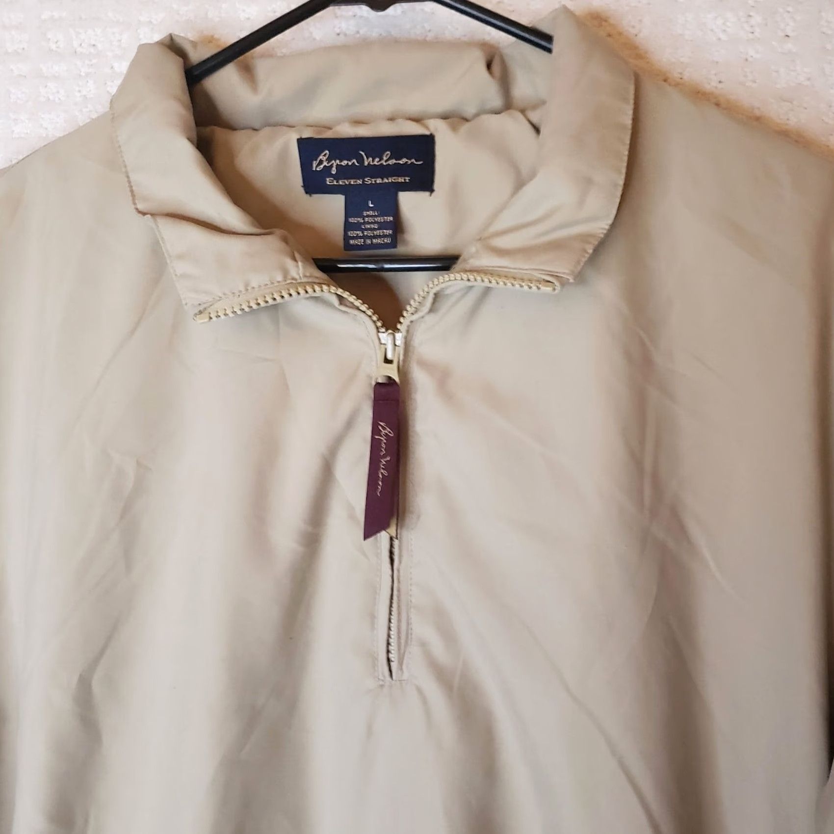 Vintage Byron Nelson 11 Straight Wind Shirt Jacket Mens L Khaki 1/4 Zip Pullover Windbreaker Size US L / EU 52-54 / 3 - 4 Thumbnail