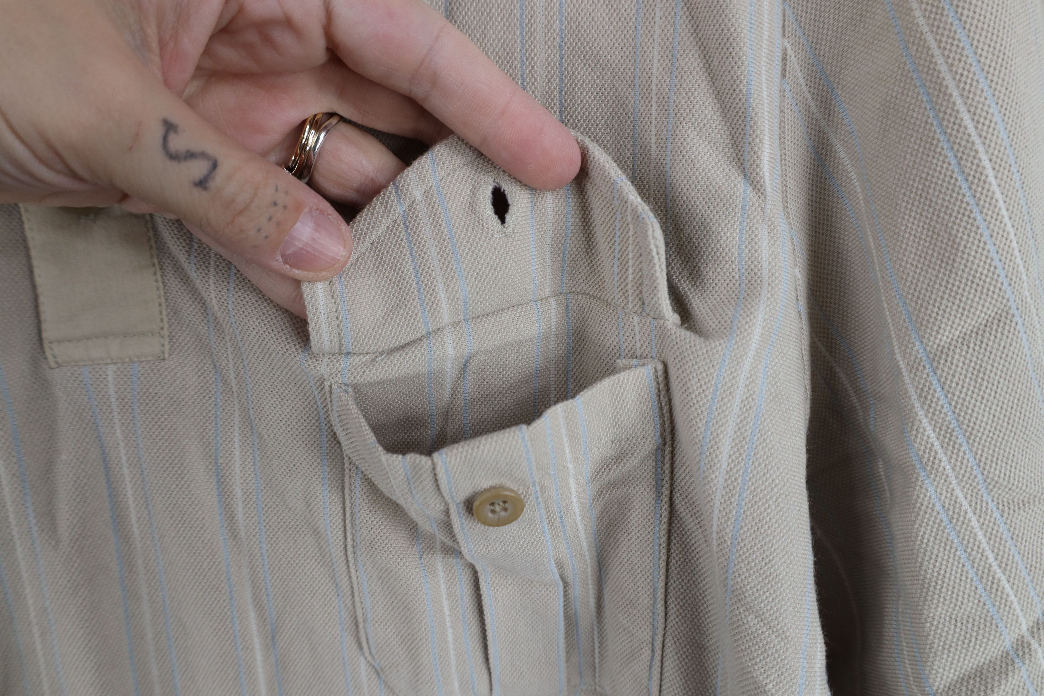 Vintage Vintage Streetwear Cotton Striped Button Down Polo Shirt Size US L / EU 52-54 / 3 - 5 Thumbnail