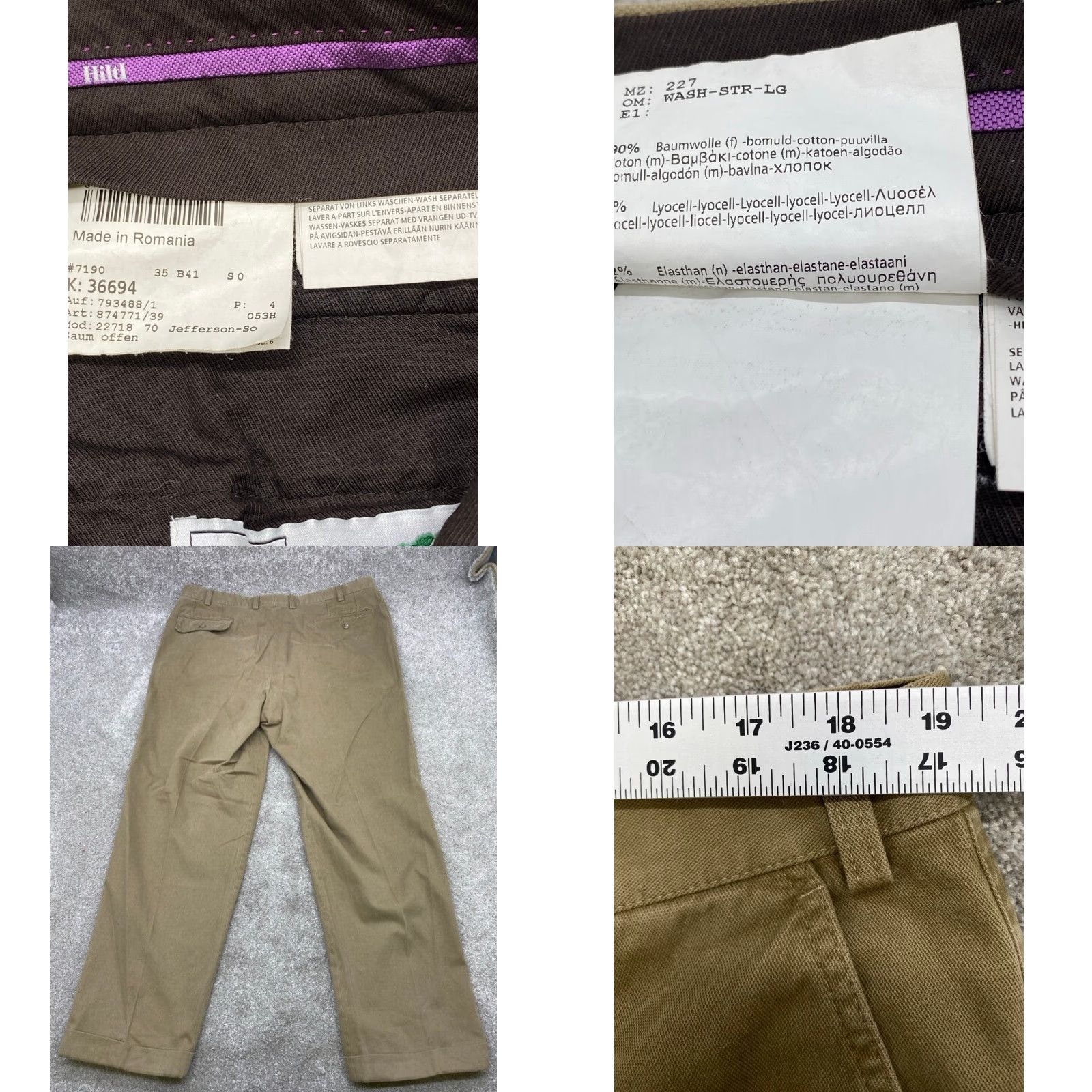 Vintage Hiltl Dress Pants Men's 38x31 Beige Trousers Cuffed Twill Cotton Dress Pants Mens 38 Beige Size US 38 / EU 54 - 8 Thumbnail