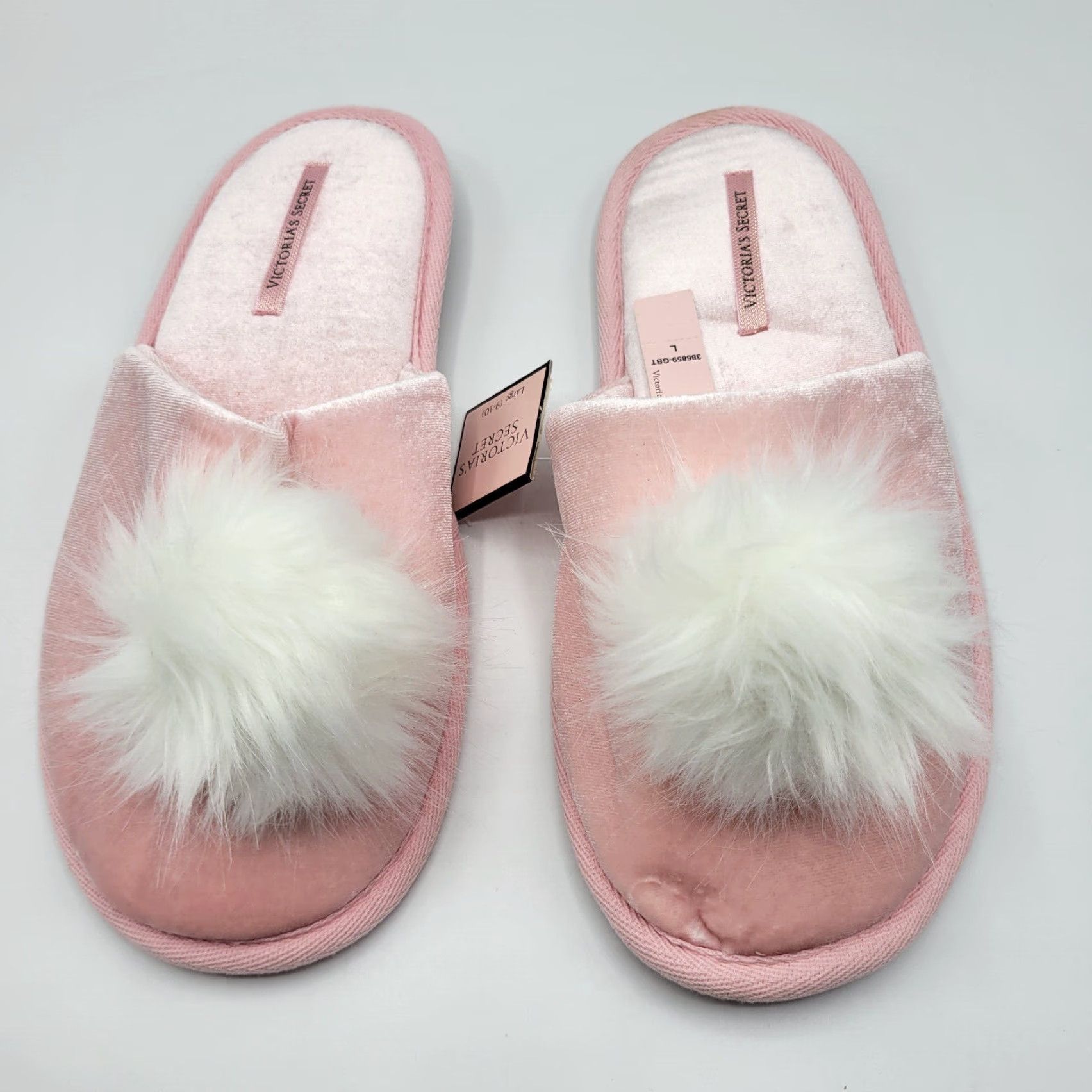 Victoria's Secret VINTAGE VS Victoria's Secret Slippers Adults Women Pink Pom Pom Slip On 9-10 New Size ONE SIZE - 2 Thumbnail