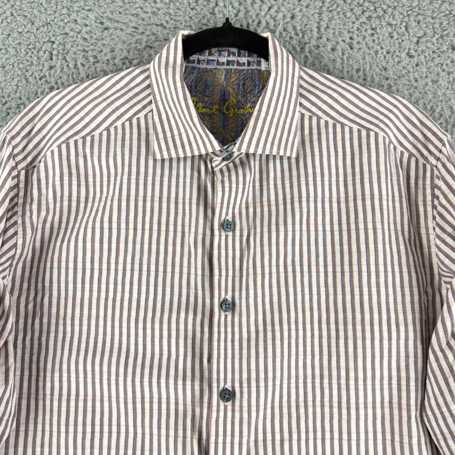 Robert Graham Robert Graham Button-Up Shirt Mens Large Gray Stripe Long Sleeve Classic Fit Size US L / EU 52-54 / 3 - 2 Thumbnail