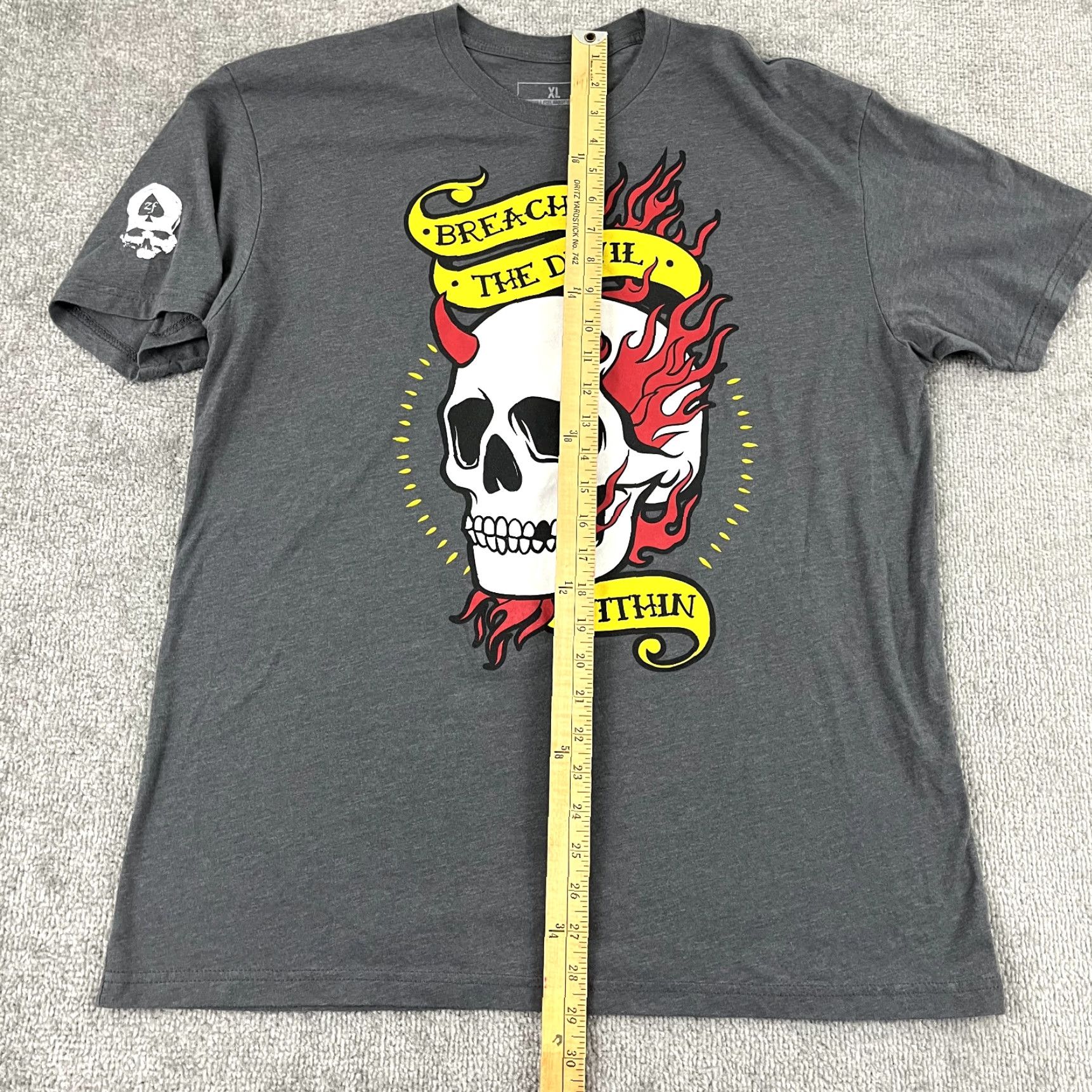 Vintage ZERO FOXTROT Shirt Mens XL Gray Skull Breach Devil Within Graphic Skate Tee S/S Size US XL / EU 56 / 4 - 5 Thumbnail