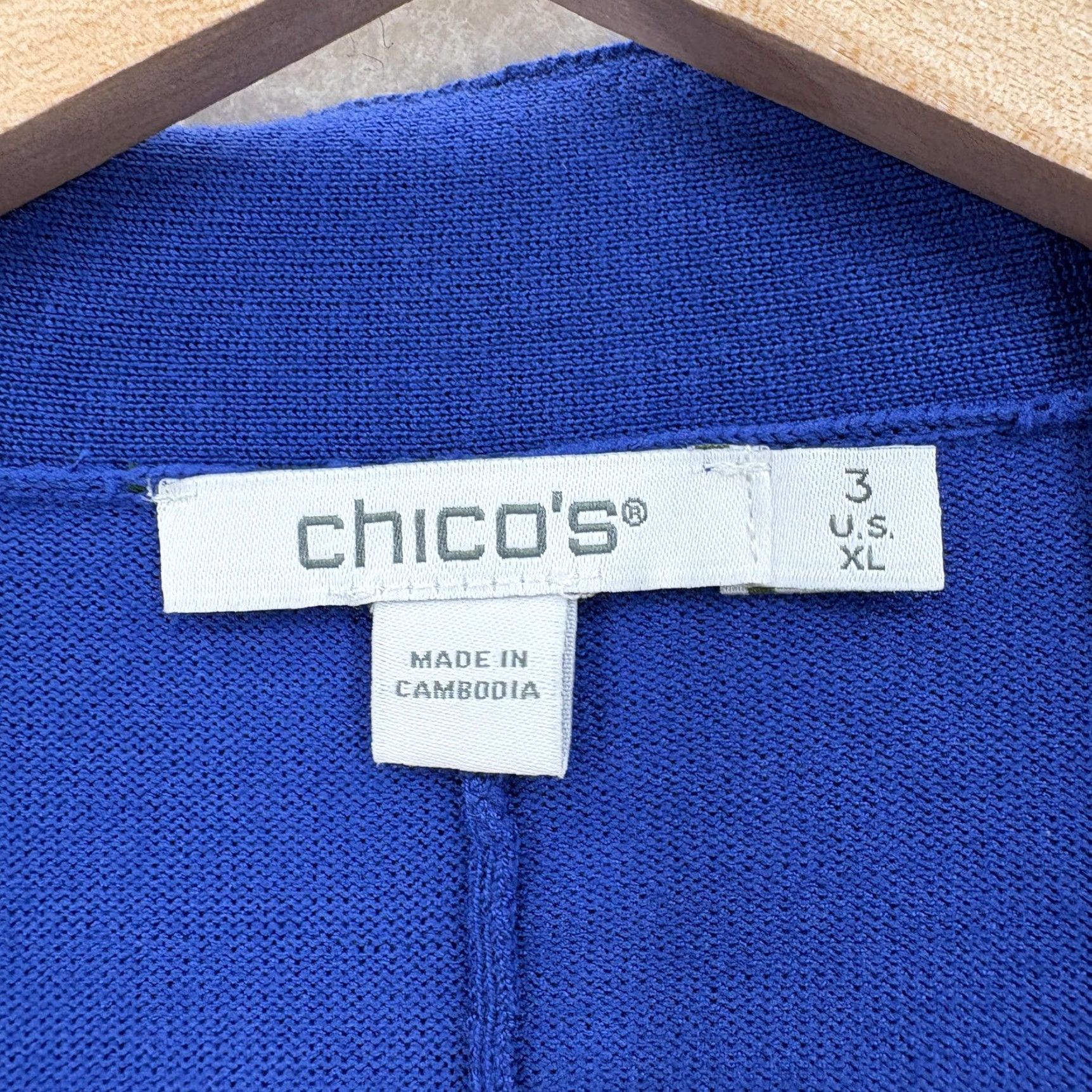 Vintage Chico's Cardigan Sweater Womens XL Knit Hanky Hem Open Front Rich Cobalt NWT Size XL / US 12-14 / IT 48-50 - 4 Thumbnail