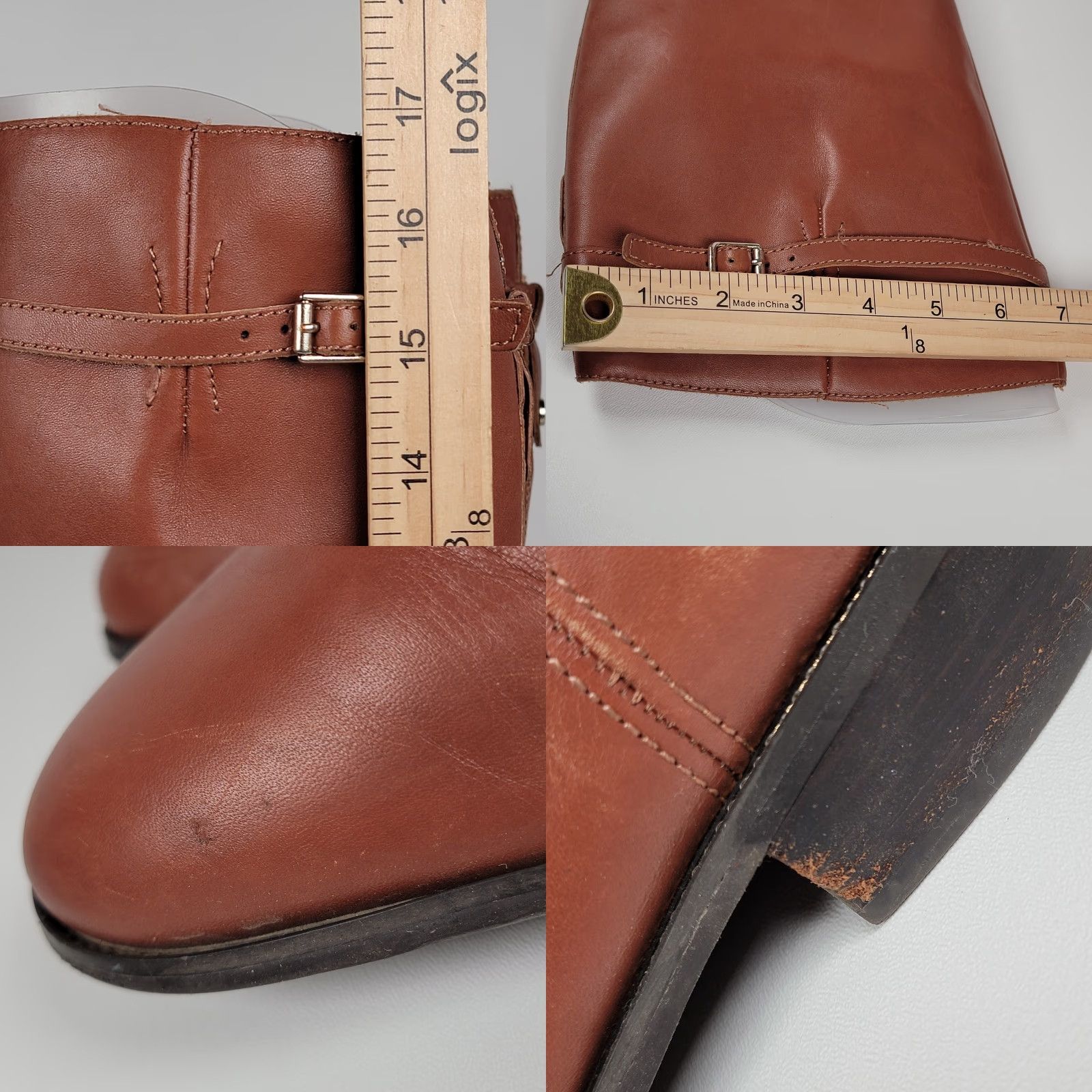 Franco Sarto Franco Sarto Barbara Brown Leather Tall Side Zip Riding Moto Boots Womens 7.5 M Size US 6 / IT 36 - 9 Thumbnail