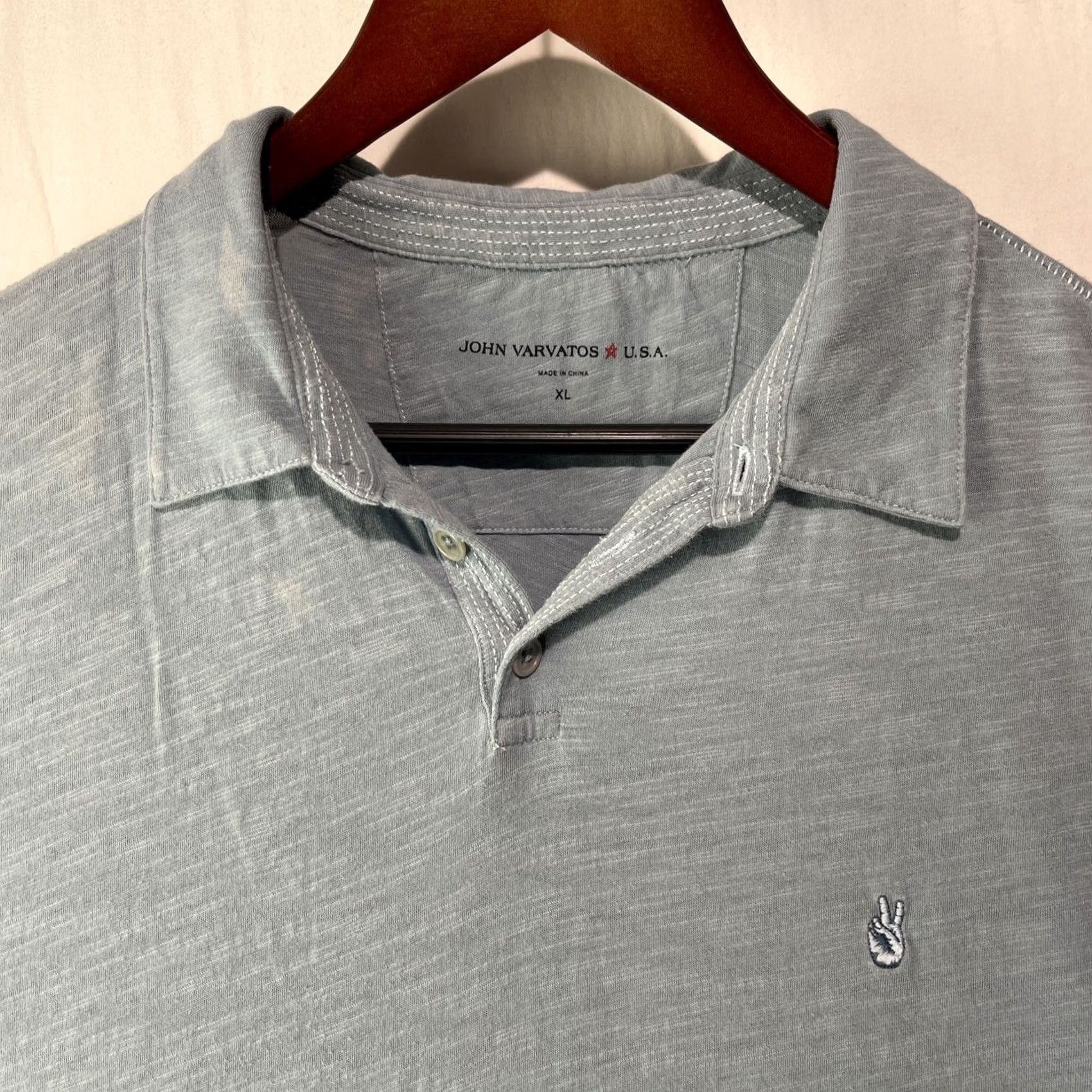John Varvatos John Varvatos Polo Shirt XL Blue Mens Casual Preppy Button Up Polo Shirt Size US XL / EU 56 / 4 - 2 Thumbnail