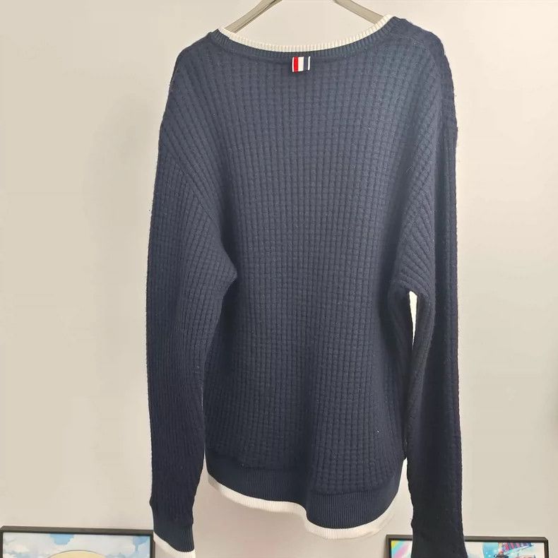 Thom Browne Thom Browne Blue and white waffle hoodie Size US L / EU 52-54 / 3 - 2 Thumbnail