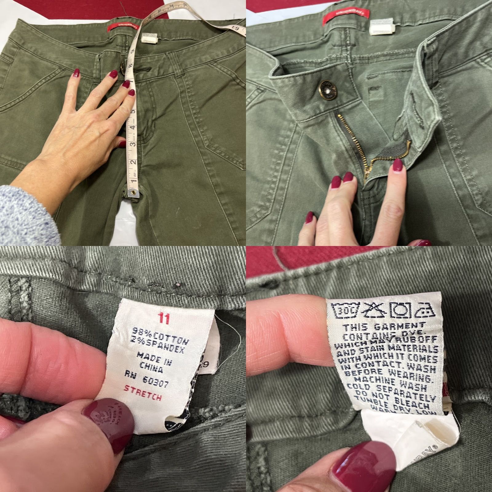 Vintage VINTAGE UnionBay GREEN y2k Cargo Pants Stretch Zip Leg Flap Pockets 9” Rise Tactical 11 Women Size 32" / US 10 / IT 46 - 8 Thumbnail