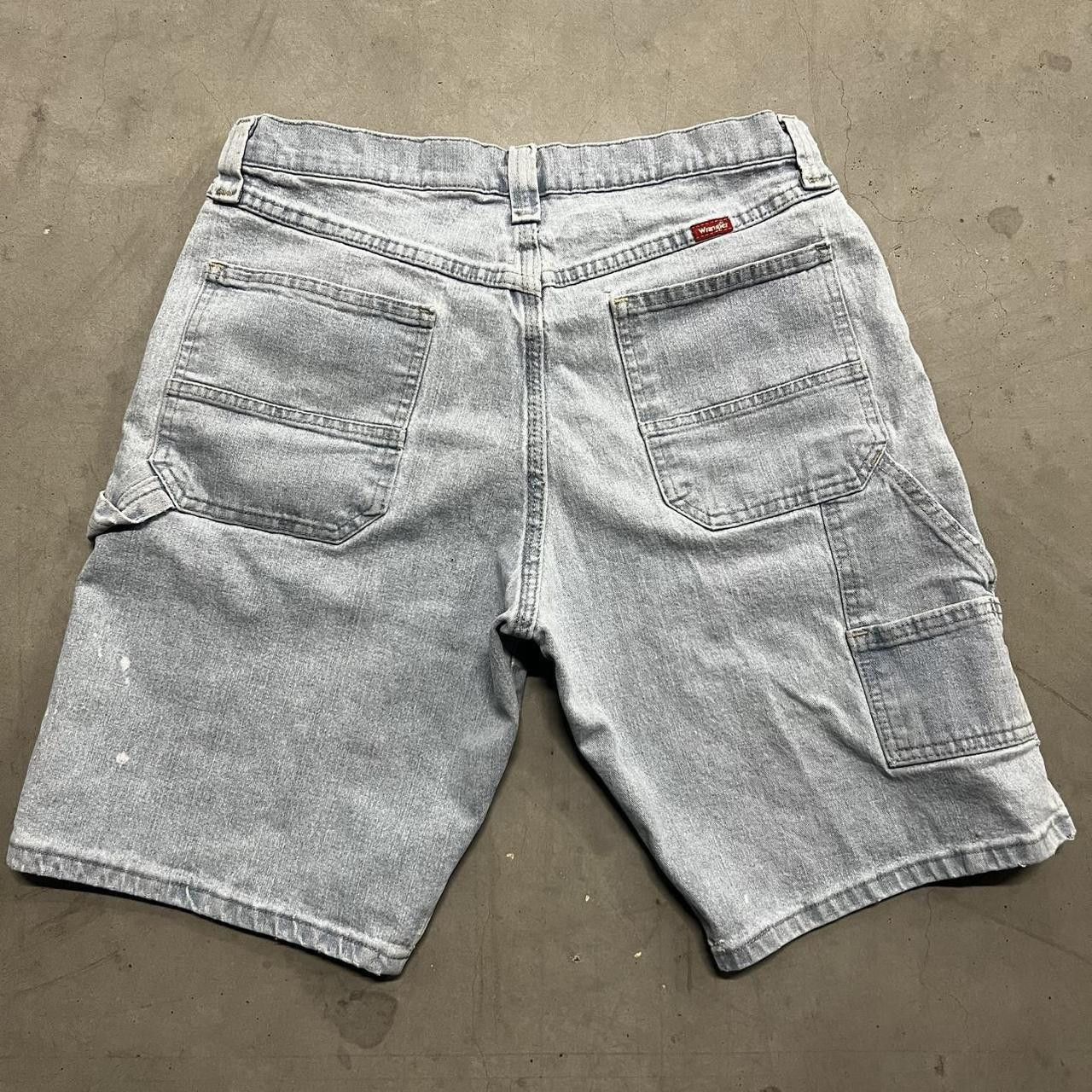 Vintage Crazy Vintage Y2K/2000s Carhartt Style Carpenter Light Blue Wash Denim Shorts Jorts! Size US 33 - 2 Thumbnail