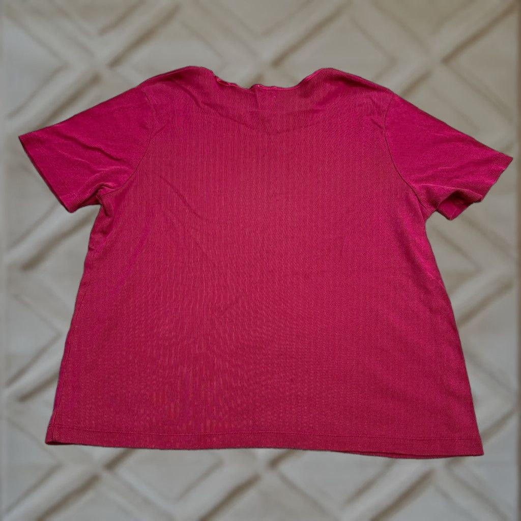 JM Collection JM Collection Basic T-Shirt Womens Large Red Crew Neck Short Sleeve Casual Size L / US 10 / IT 46 - 1 Thumbnail