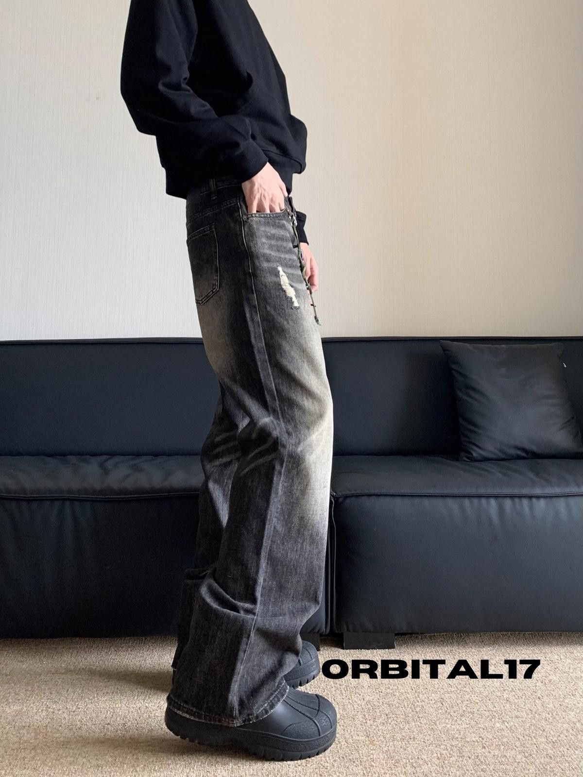 Japanese Brand Washed Distressed Baggy Wide Leg Flare Denim Jeans Size US 30 / EU 46 - 4 Thumbnail