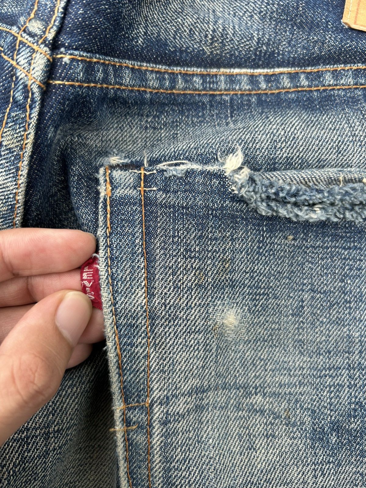 Kapital Vintage Levis Big E 501 Selvedge Distressed Denim Jeans Size US 32 / EU 48 - 4 Thumbnail