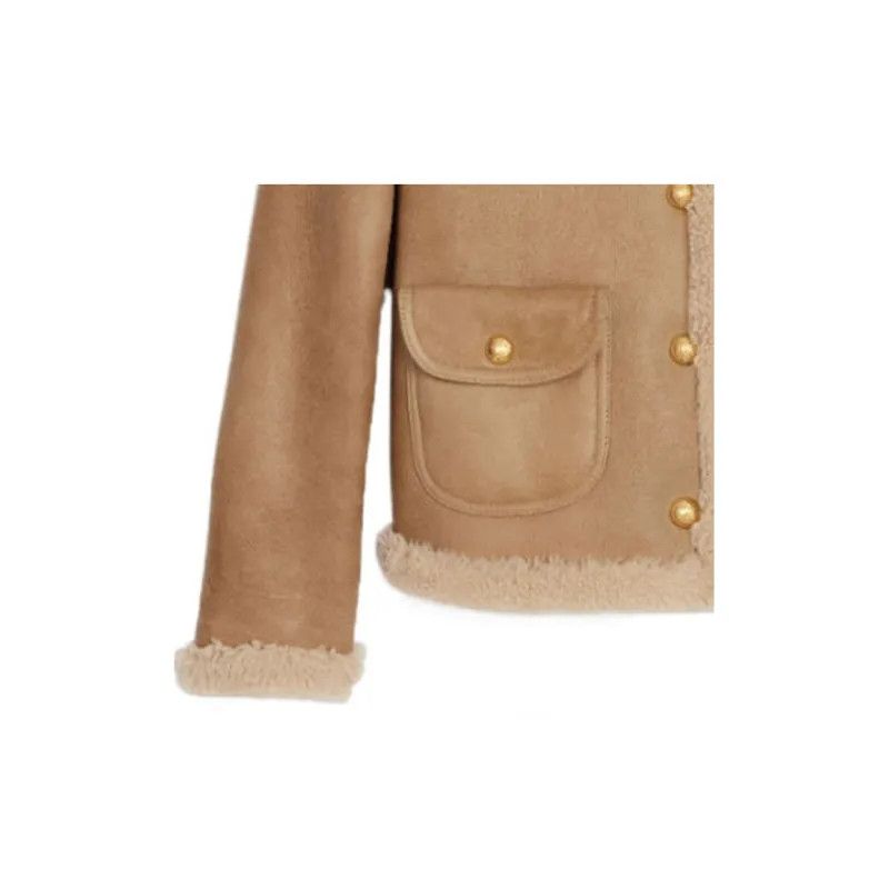 Celine o1w1db10125 2F457274T Shearling Cardigan Jacket in Brown Size XXS / US 00 / IT 34 - 5 Thumbnail