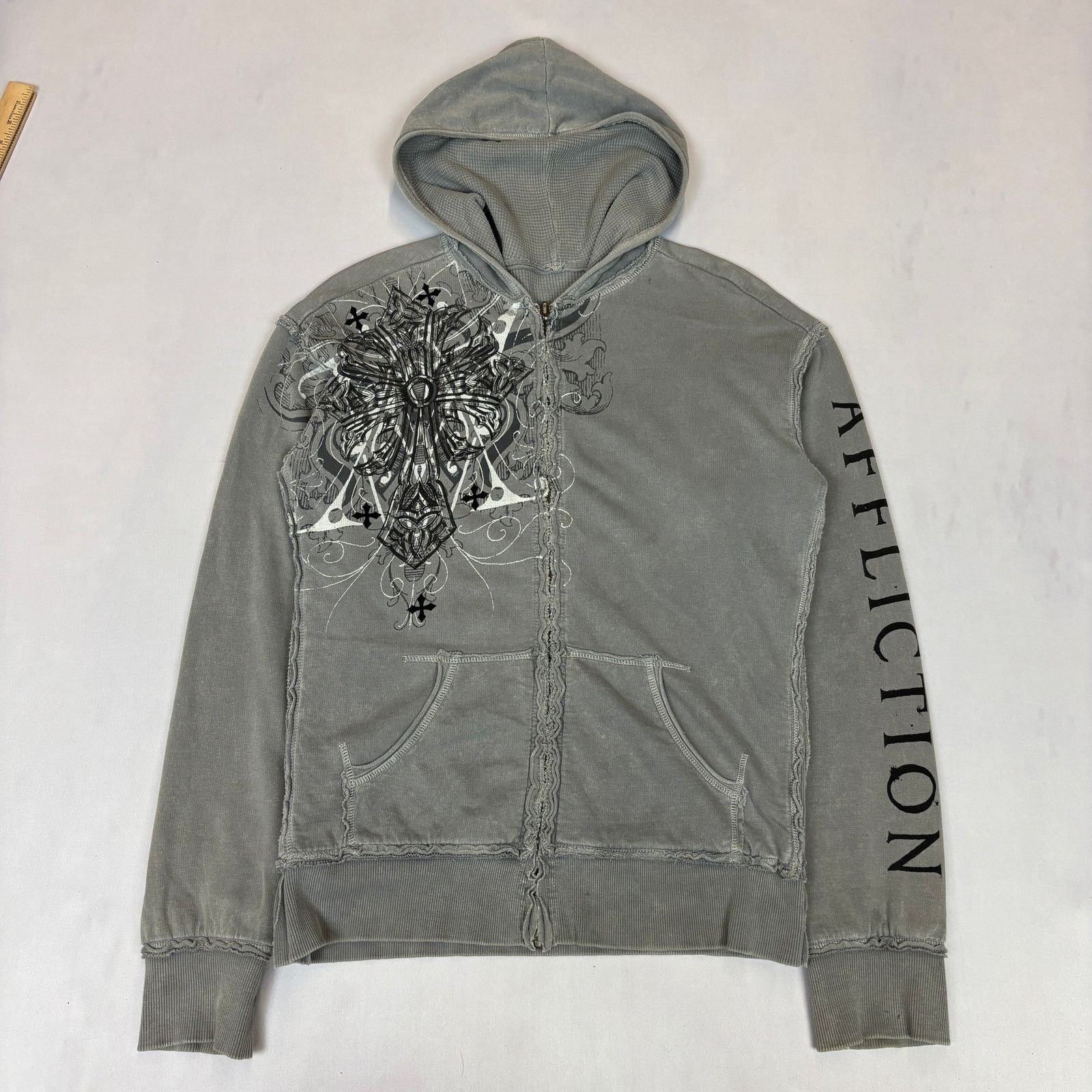 Affliction Affliction Reversible Full Zip Hoodie Thermal Mens Large Y2K Size US L / EU 52-54 / 3 - 4 Thumbnail