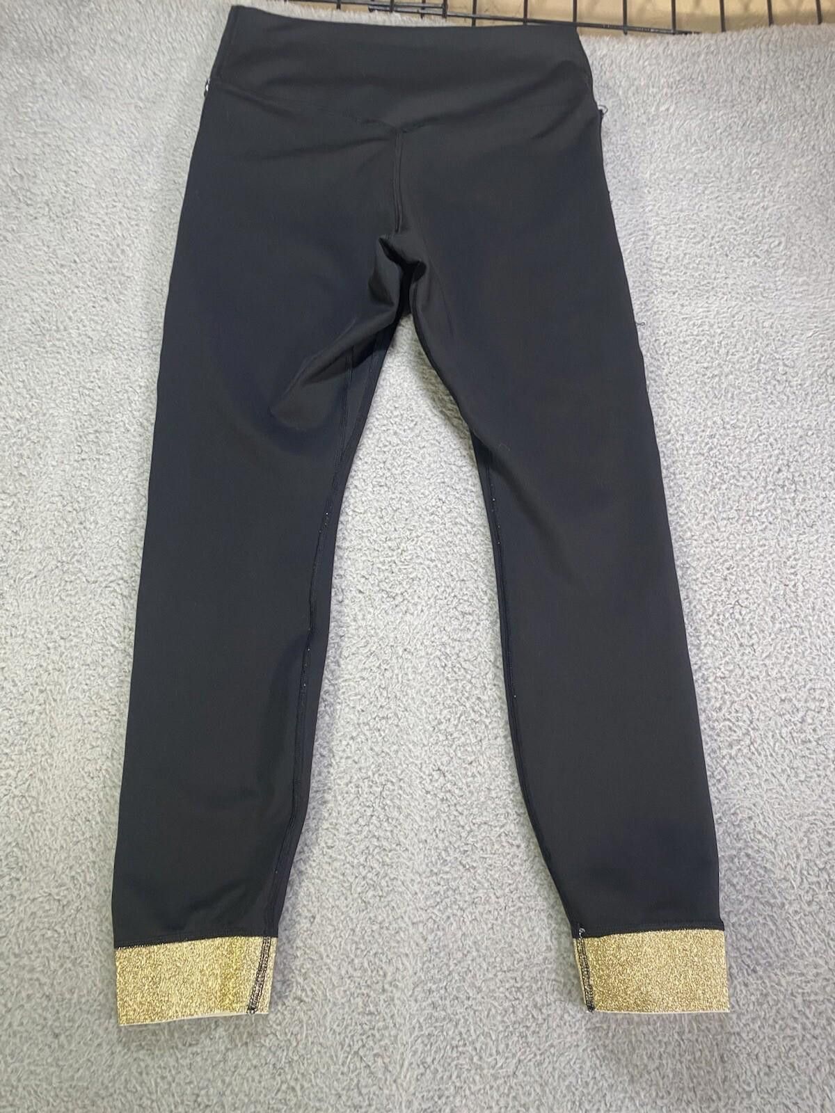 Nike Nike Dri-Fit Womens Leggings SZ Medium Black Gold Sparkles Size 32" / US 10 / IT 46 - 2 Thumbnail