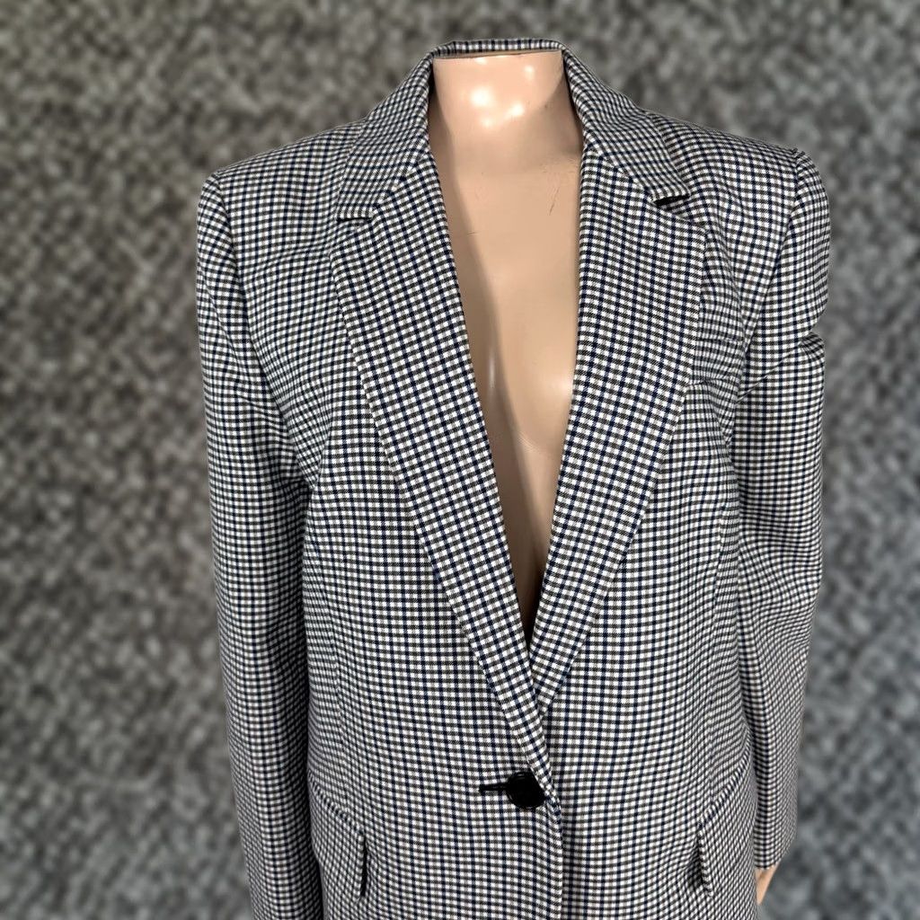 Madewell Madewell Jacket 10 Blue Kline Womens Blazer NS387 Plaid Button Viscose wool Size L / US 10 / IT 46 - 1 Thumbnail