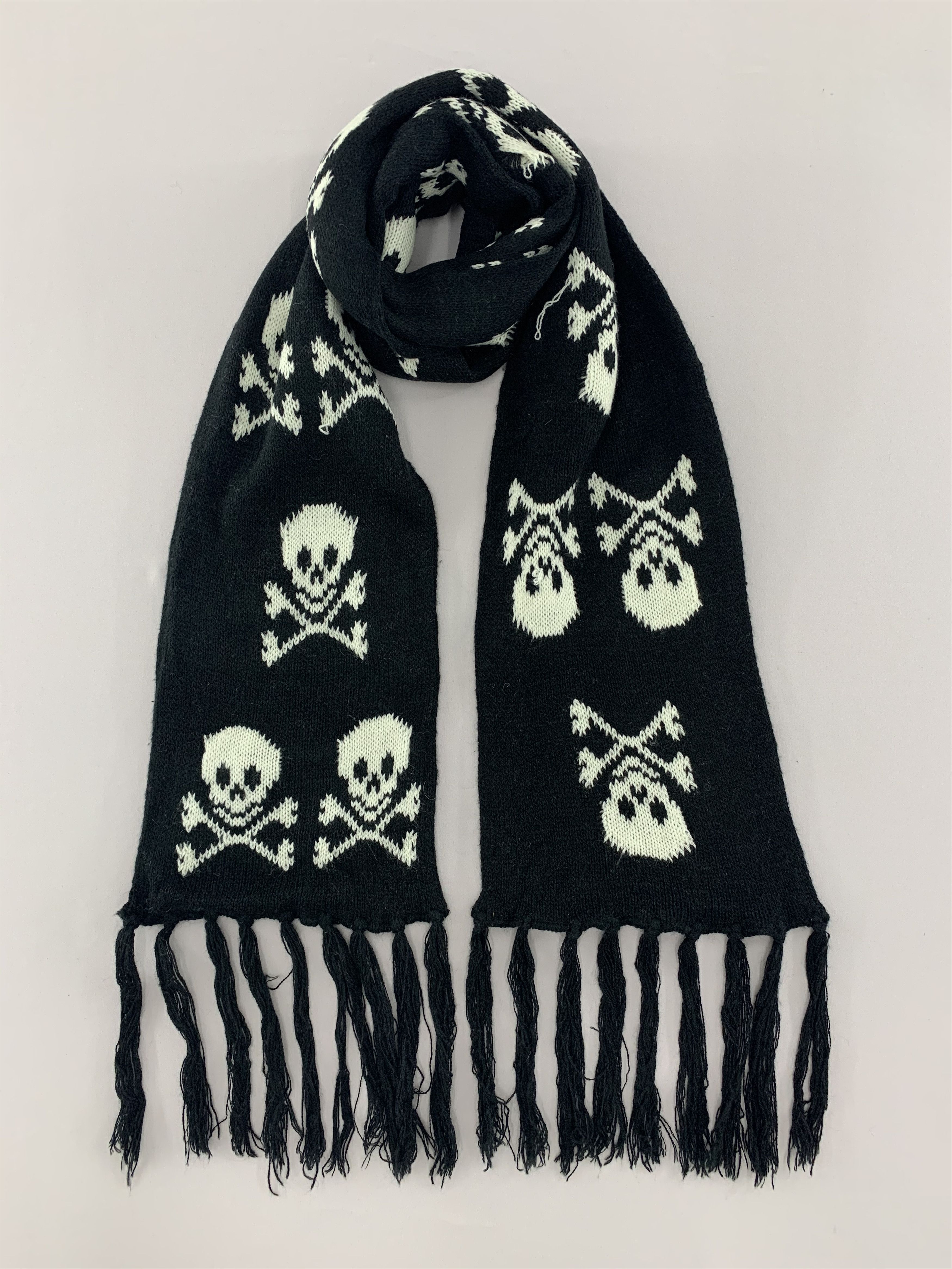 Vintage Skull Scarf Wool Muffler Neck Wrap BL5139 Size ONE SIZE - 1 Thumbnail