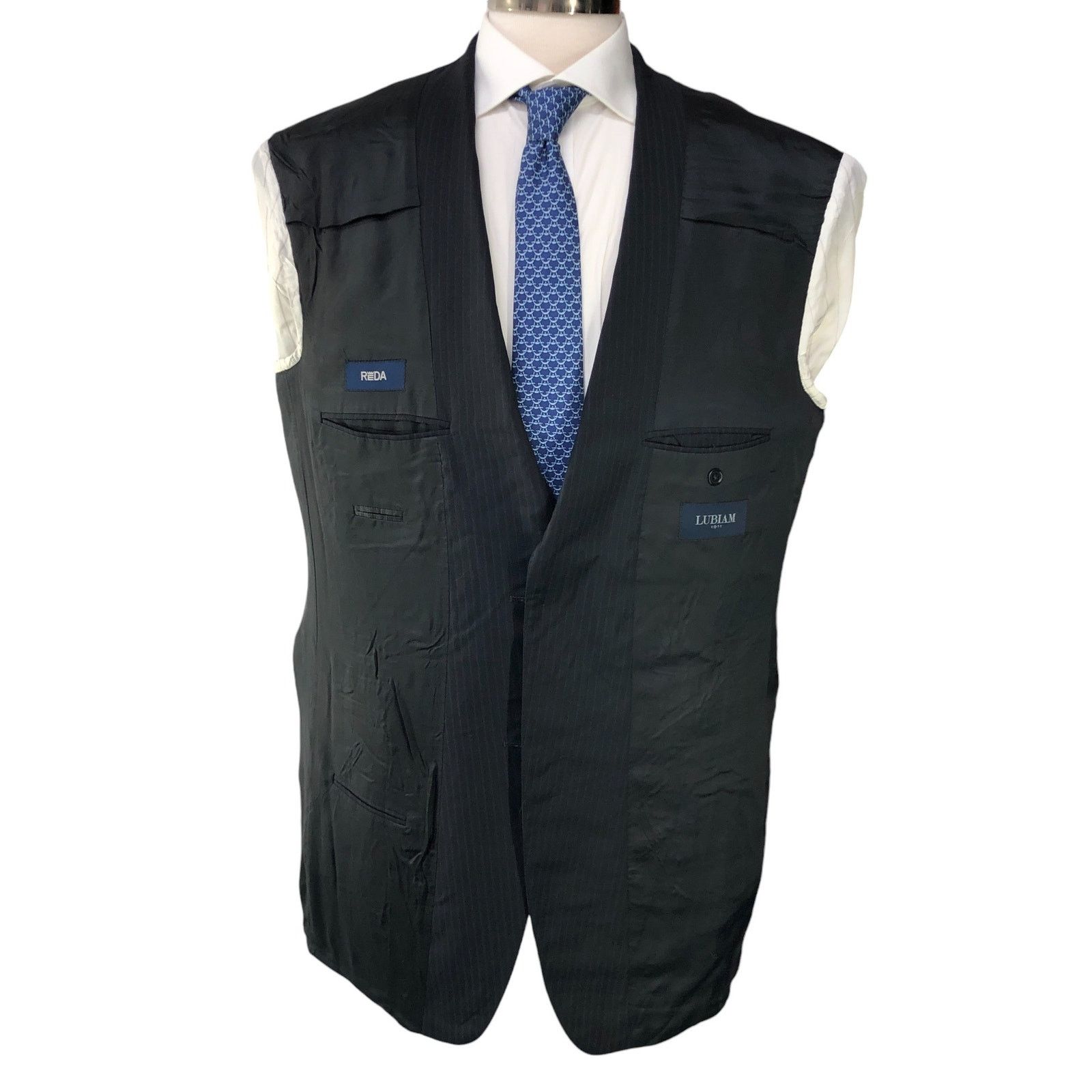 Lubiam Lubiam LBM 1911 Size 44L Suit Drop 5 Pinstripe *TINY FLAW Size 44L - 15 Thumbnail