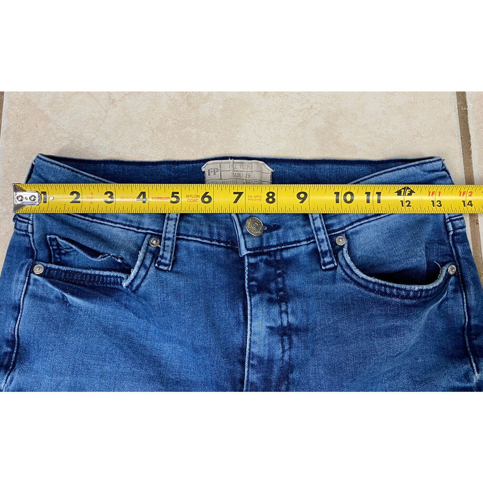 Free People Free People 29 Regular Distressed Stretch Blue Denim Jeans Size 29" - 7 Thumbnail