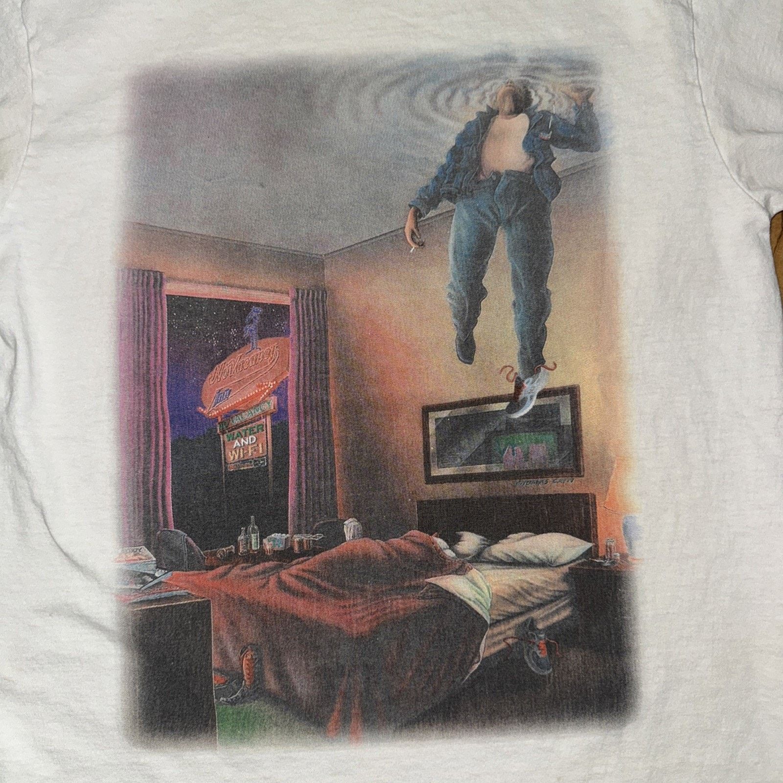 Band Tees × No Vacancy Inn No Vacancy Inn Graphic T-Shirt White Small 18x26 Streetwear Size US S / EU 44-46 / 1 - 2 Thumbnail