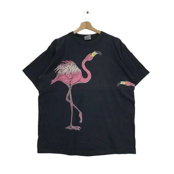 Vintage Vtg 80’ FLAMINGO HARLEQUIN PAINTING Art Bird Tee Shirt Size L / US 10 / IT 46 - 1 Thumbnail
