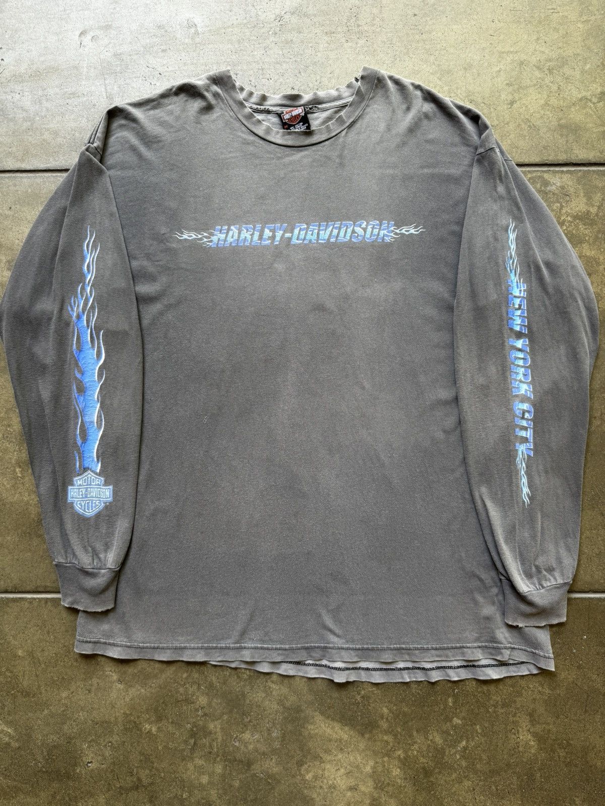 Vintage 2000 Harley Davidson Flames New York Tee Shirt Twin Towers Size US XXL / EU 58 / 5 - 2 Thumbnail