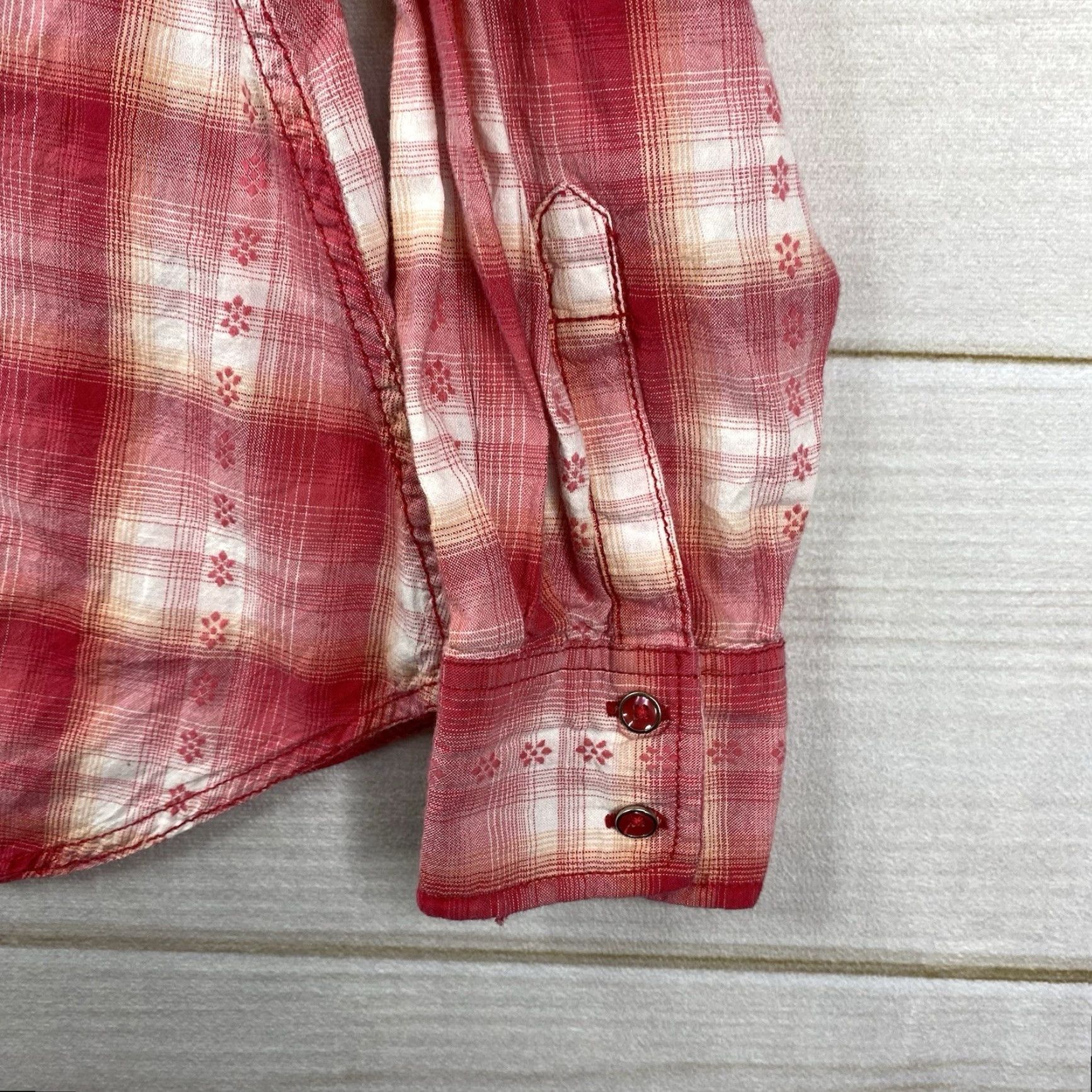 Pinko Bit & Bridle Pink Plaid Shirt Womens L Western Button Up Embroidered Pockets Nicely 100% Cotton Size L / US 10 / IT 46 - 4 Thumbnail