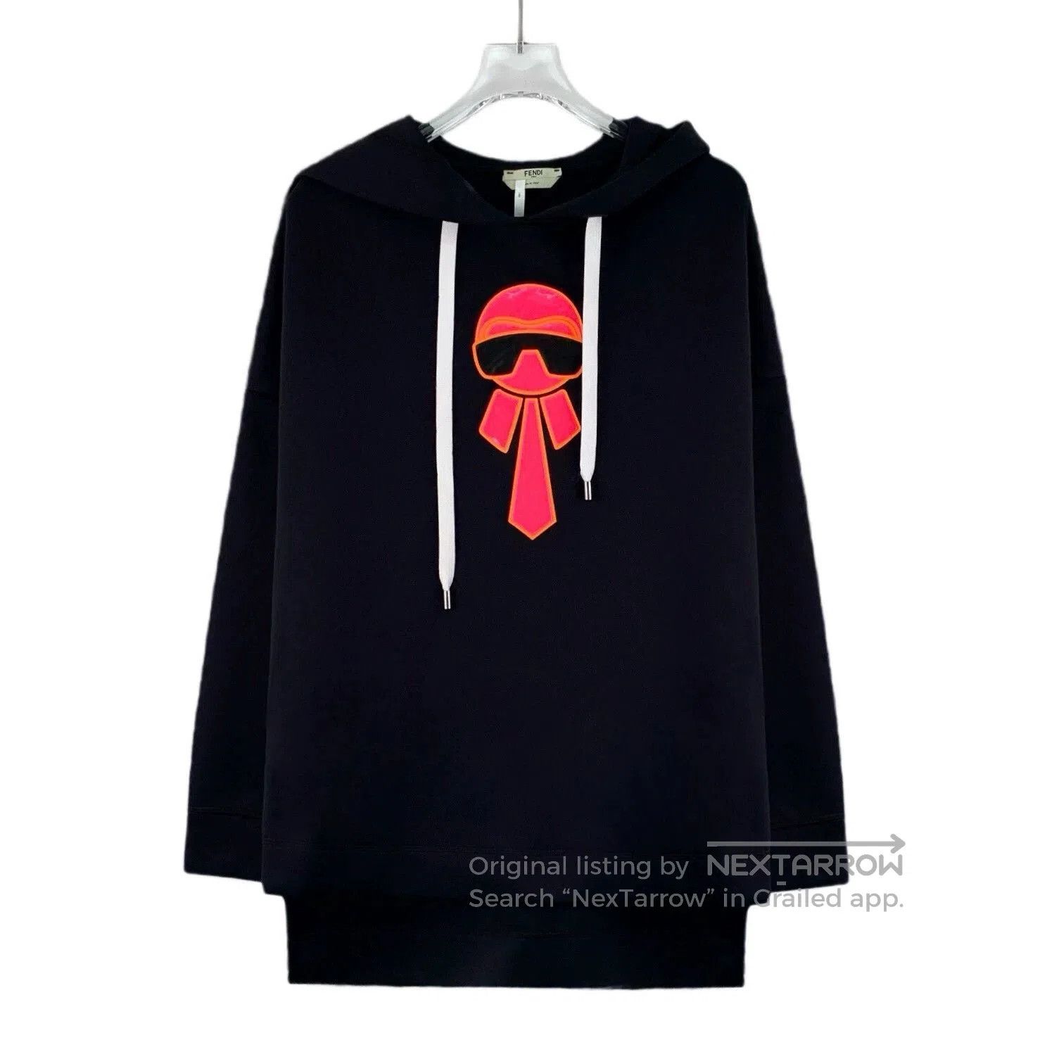 fendi black embroidered hooded sweatshirt.