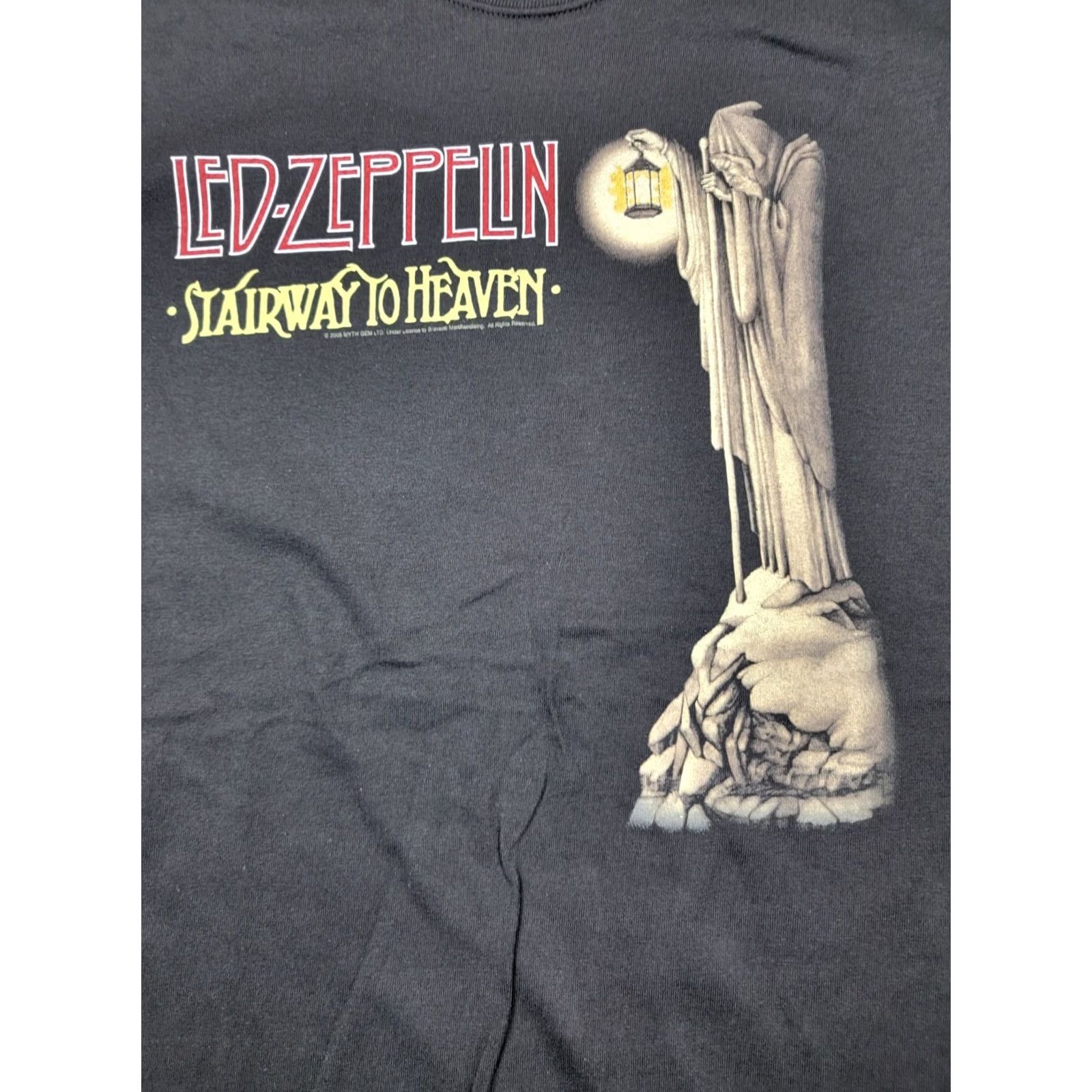 Hanes Led Zeppelin Shirt Adult XL Black Stairway To Heaven Zoso Lyrics On Back 2005 Size US XL / EU 56 / 4 - 2 Thumbnail
