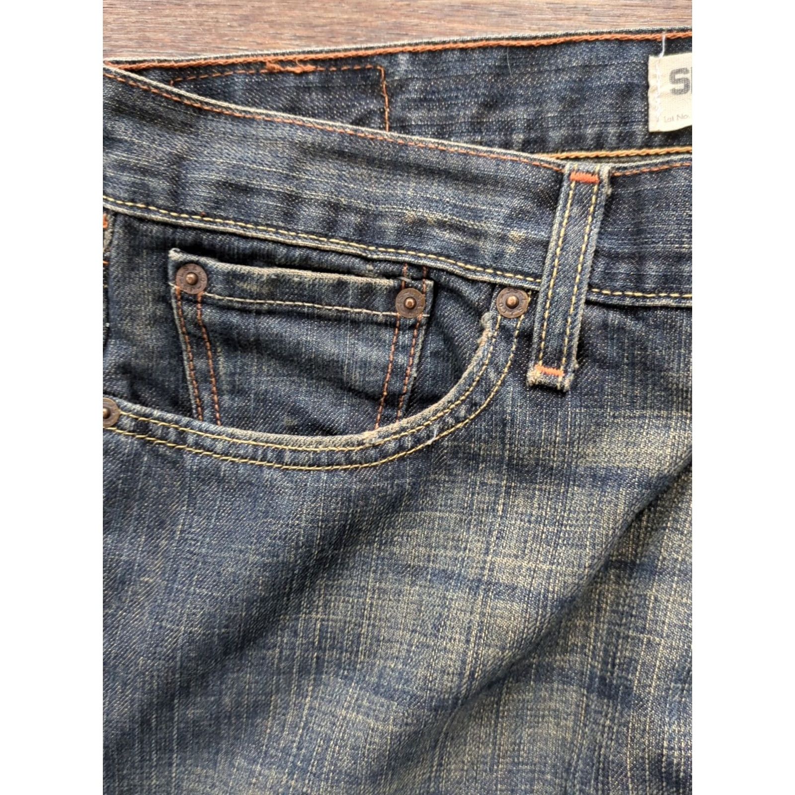 Levi's Levi's 514 Slim Straight Jeans Mens 36x30 Blue Dark Wash Western Cowboy Pattern Solid 5-Pocket Denim Cotton Zip Inseam 30 Size US 36 / EU 52 - 4 Thumbnail
