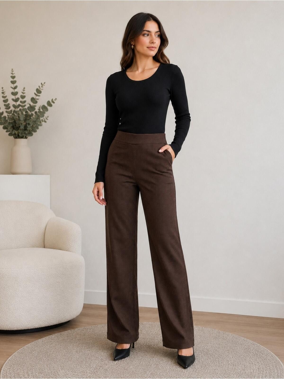 Other NEW Anne Klein Women's High-Rise Wide-Leg Pull-On Pants L Size 36" / US 14 / IT 50 - 1 Thumbnail
